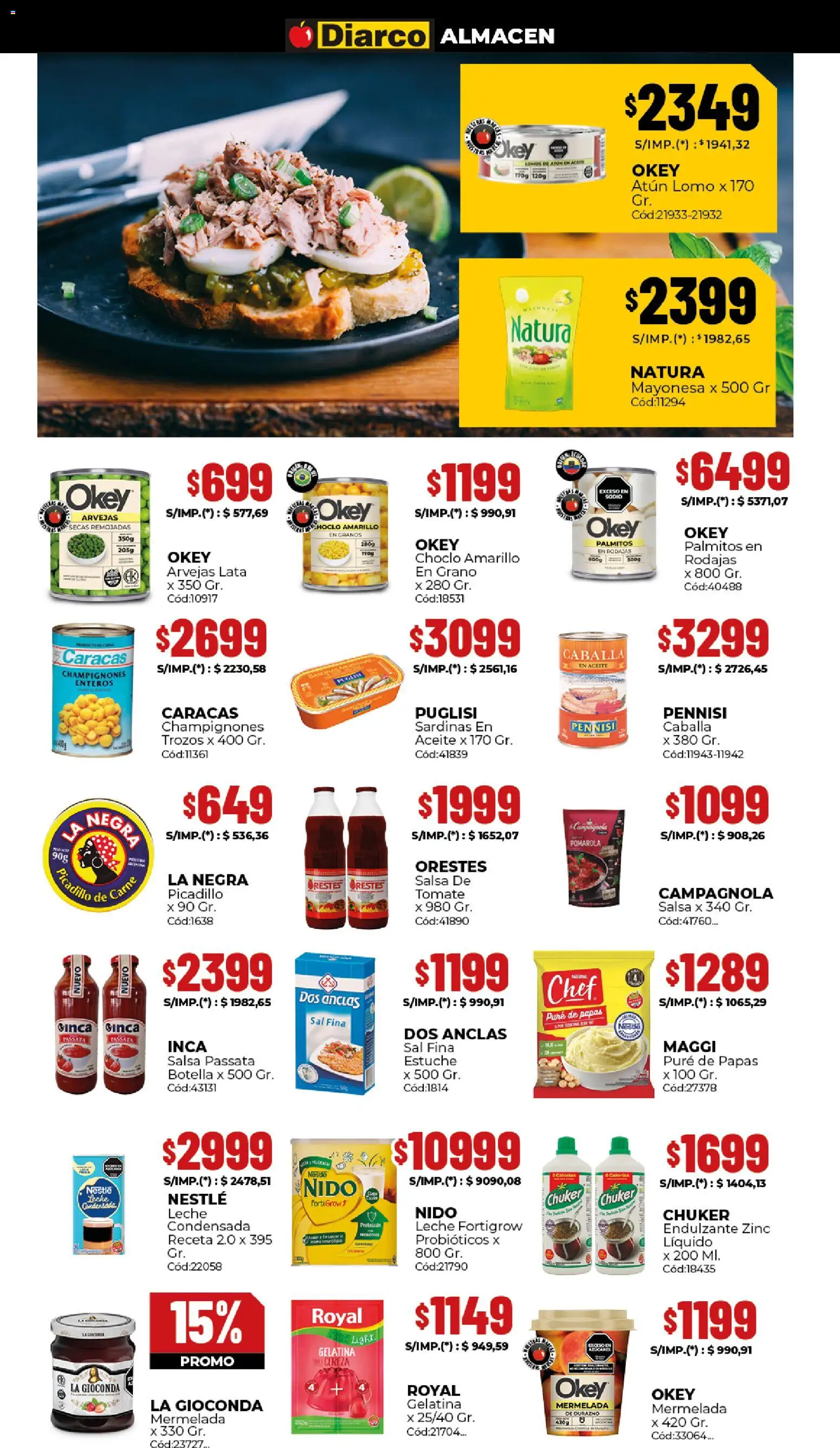 Diarco ofertas │ válido desde el 19.01.2026 | Página: 3 | Productos: Botella, Arvejas, Tomate, Salsa de tomate