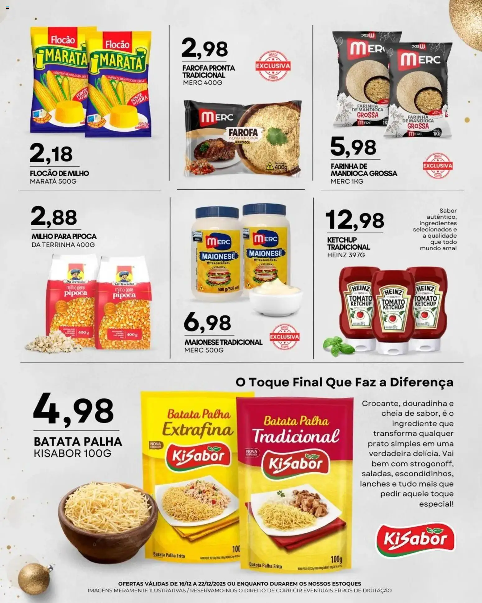 Mercadão Atacadista Folheto - válido de 16.12.2025 | Página: 5 | Produtos: Mandioca, Ketchup, Sal, Pipoca
