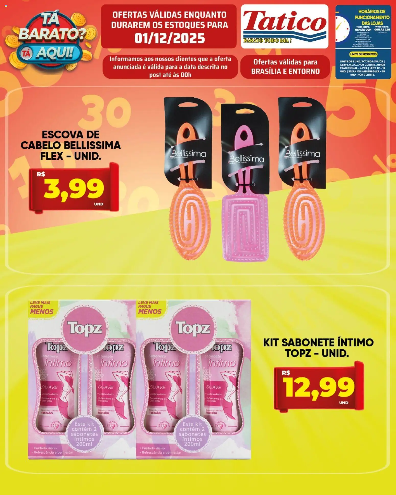 Tatico Folheto - válido de 01.12.2025 | Página: 12 | Produtos: Escova, Leite, Arroz, Hambúrguer