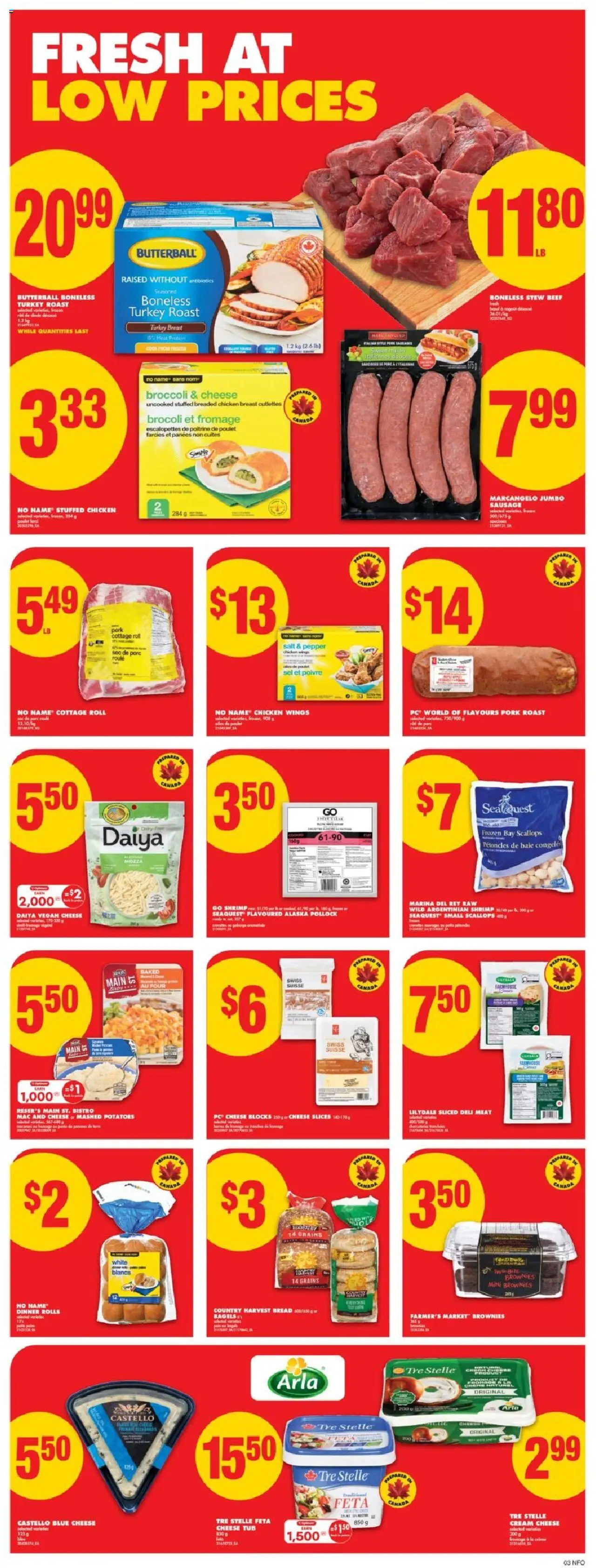 No Frills flyer valid from 02.10.2025 | Page: 3 | Products: Beef, Turkey, Potatoes, Cheese