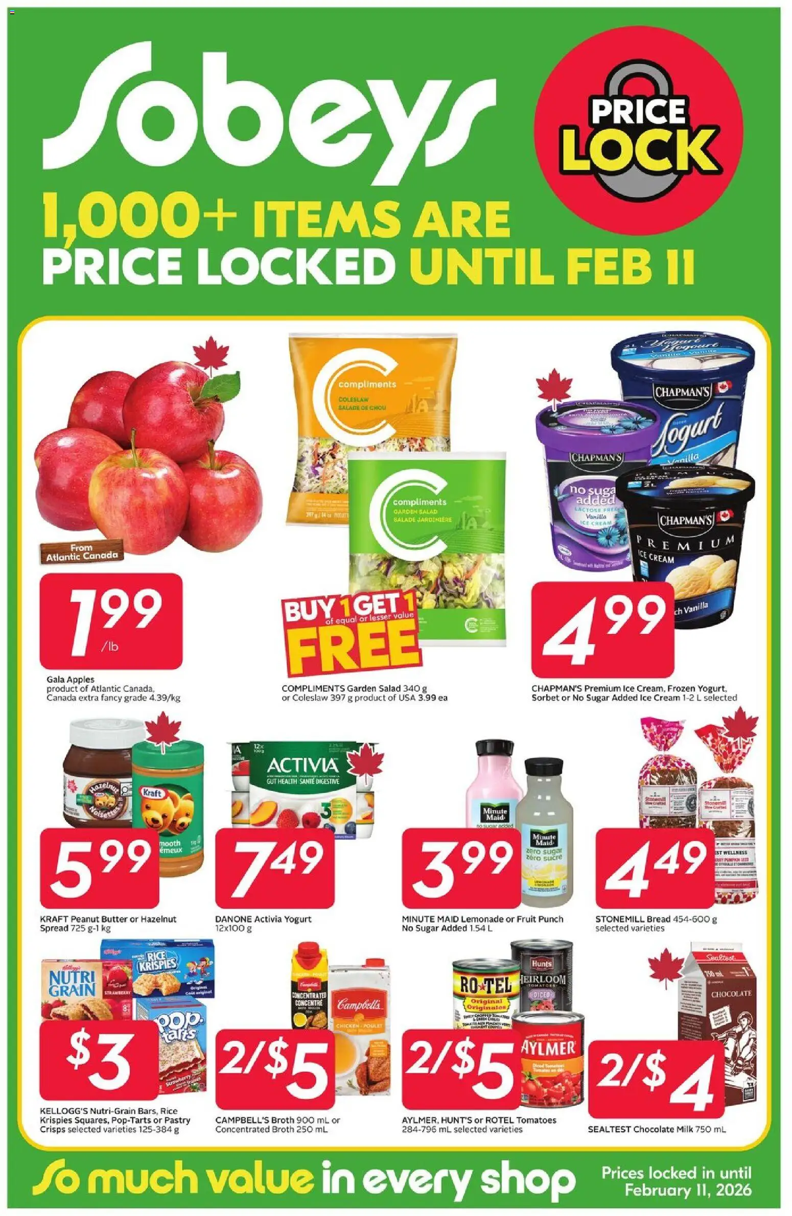 Sobeys flyer valid from 01.01.2026 | Page: 1 | Products: Butter, Yogurt, Chocolate, Apples