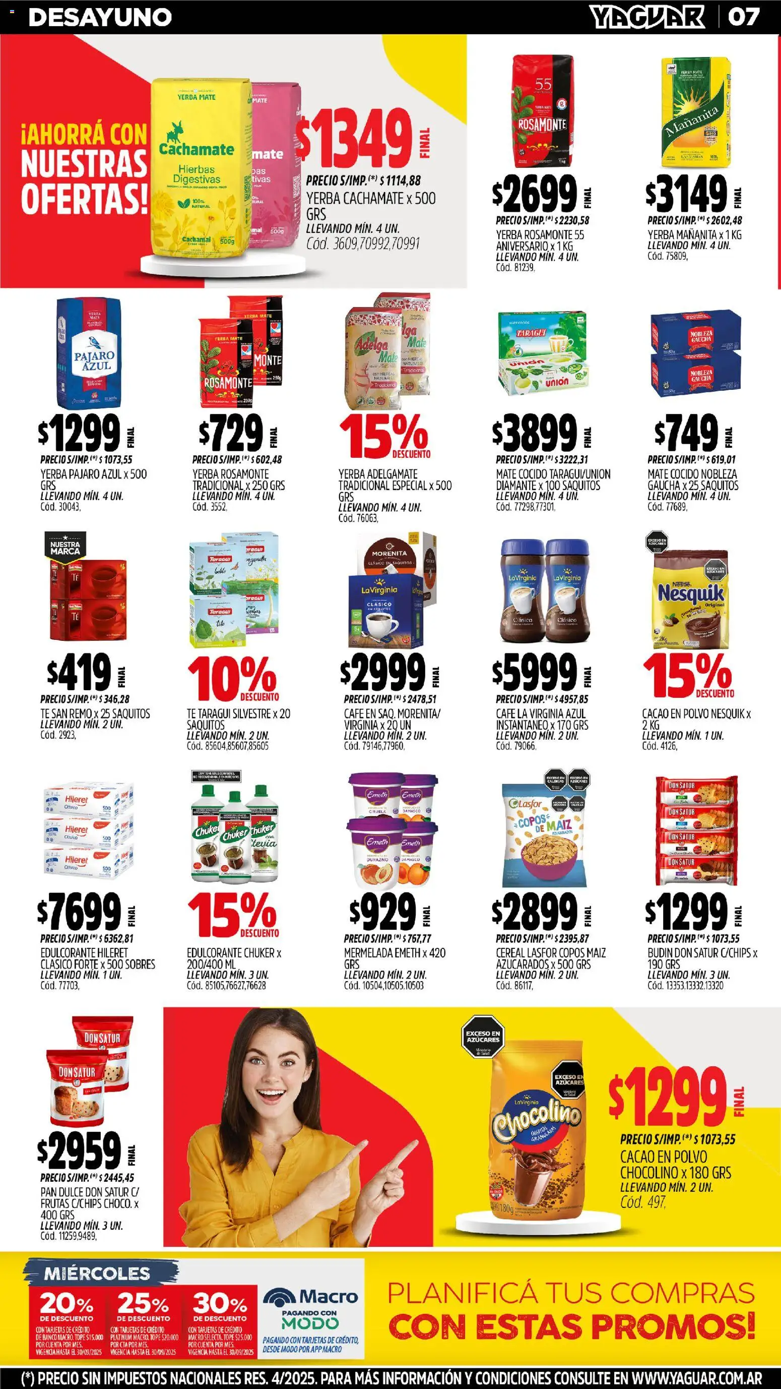 Yaguar - Mendoza │ válido desde el 27.10.2025 | Página: 7 | Productos: Budín, Edulcorante, Mate cocido, Cacao