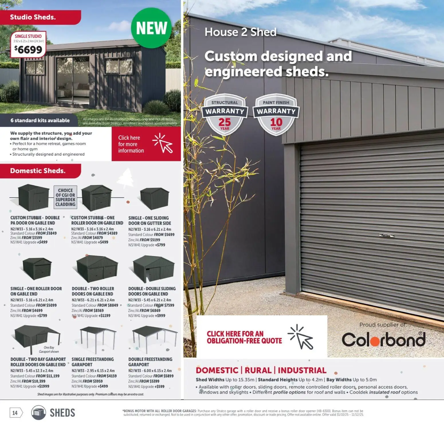 Stratco catalogue - valid from 31.10.2025 | Page: 14 | Products: Door, Kits, Shed, Domestic