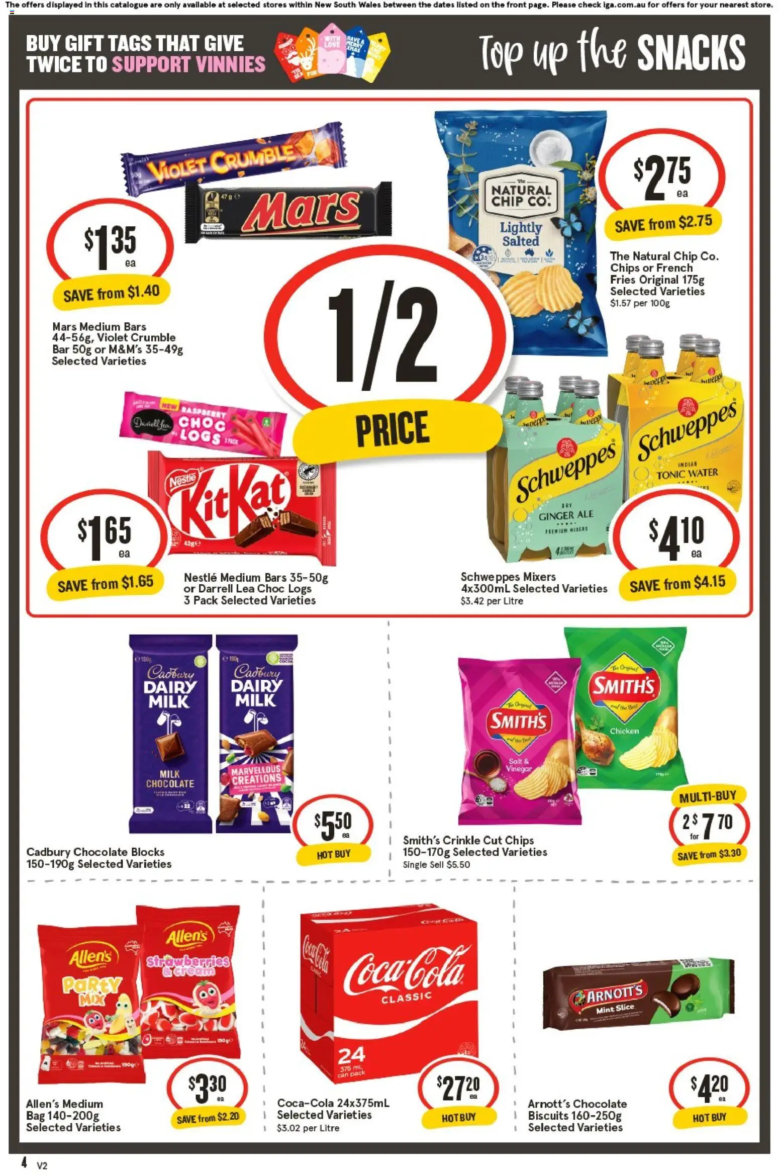 IGA catalogue - valid from 26.11.2025 | Page: 4 | Products: Dairy, Chocolate, Water, Vinegar