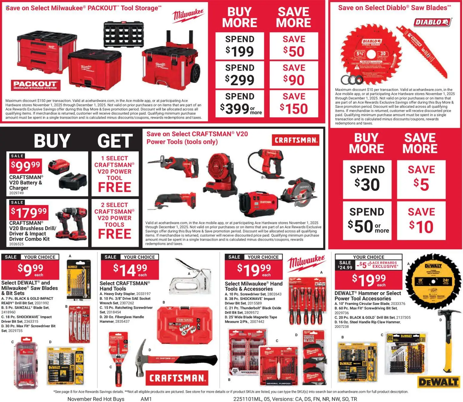 ACE Hardware Red Hot Buys - valid from 01.11.2025 | Page: 5 | Products: Screwdriver, Battery, Hammer, Drill Bit