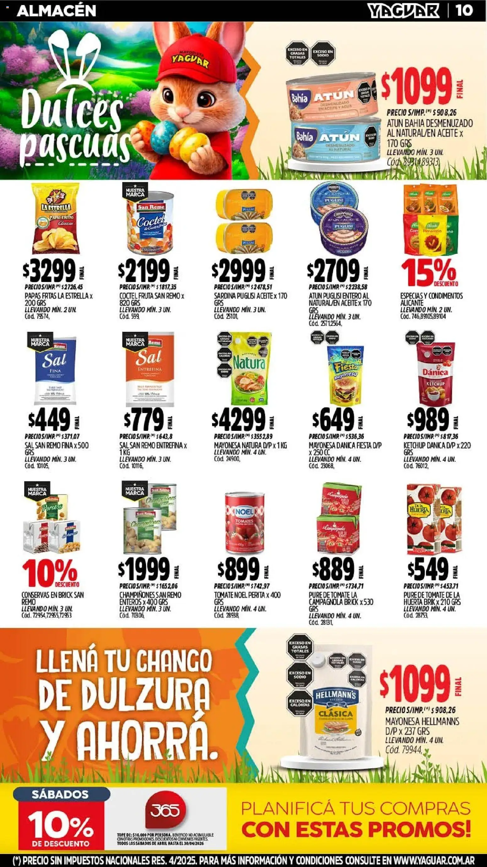 Yaguar - Oferta Semanal Mendoza │ válido desde el 30.03.2026 | Página: 10 | Productos: Ketchup, Sal, Atún, Tomate