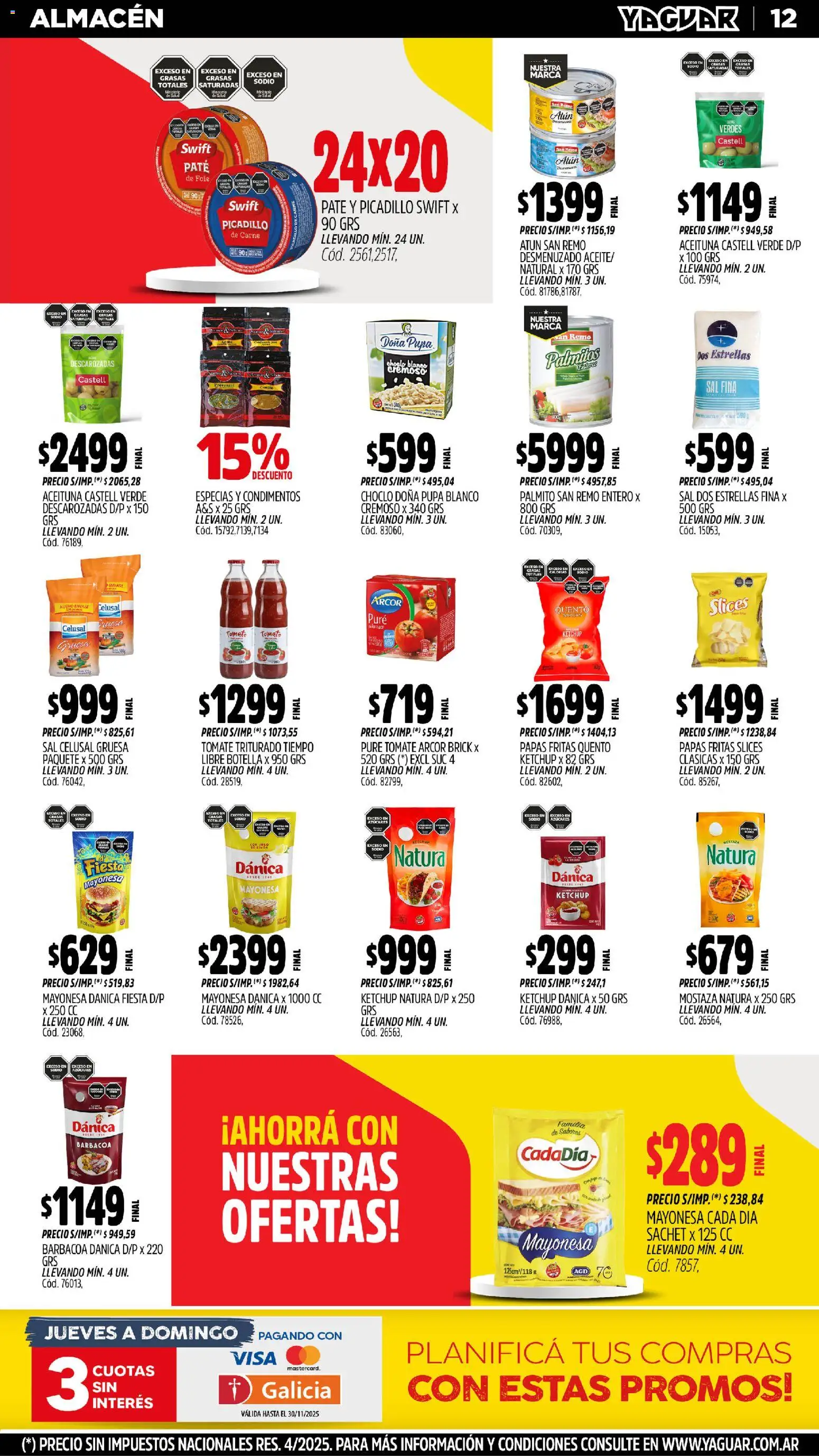 Yaguar - Moreno │ válido desde el 17.11.2025 | Página: 13 | Productos: Ketchup, Mostaza, Sal, Palmitos