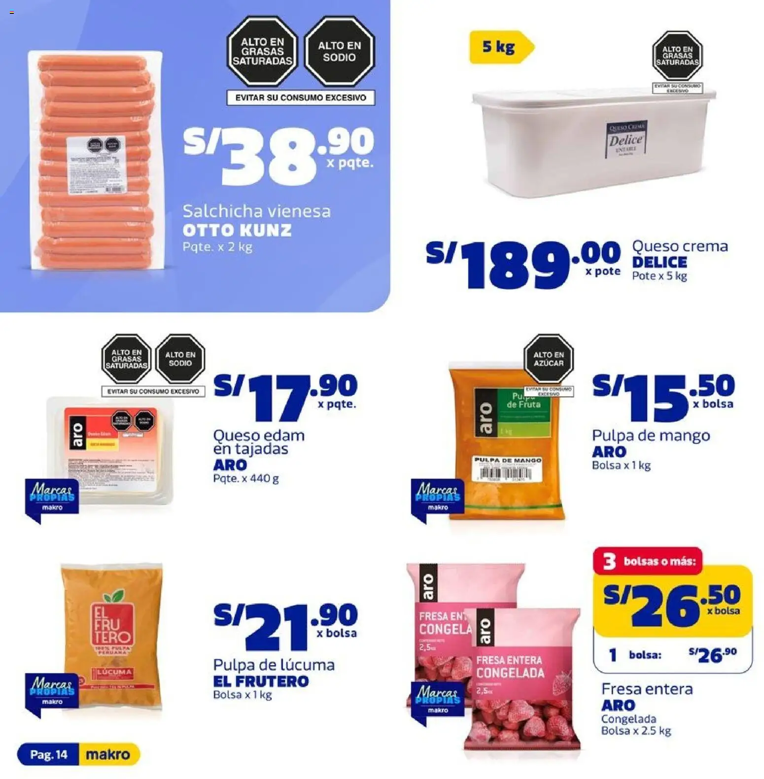 Catálogo Makro válido desde 26.03.2026 | Página: 14 | Productos: Queso, Crema, Bolsa