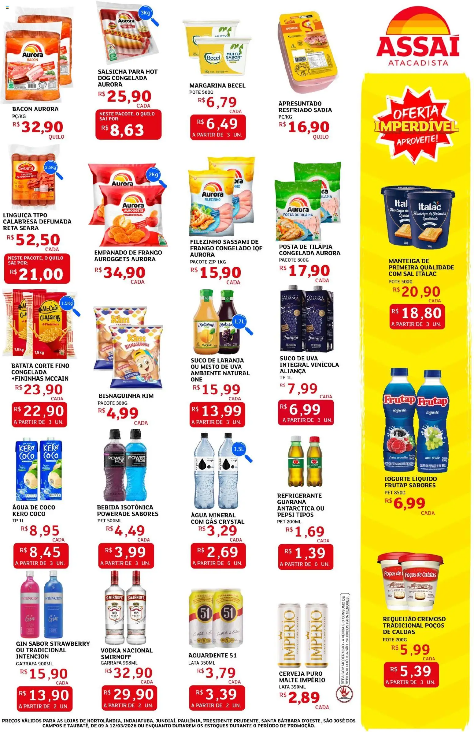 Assaí Atacadista Folheto - válido de 09.03.2026 | Página: 3 | Produtos: Água de coco, Vodka, Batata, Sal
