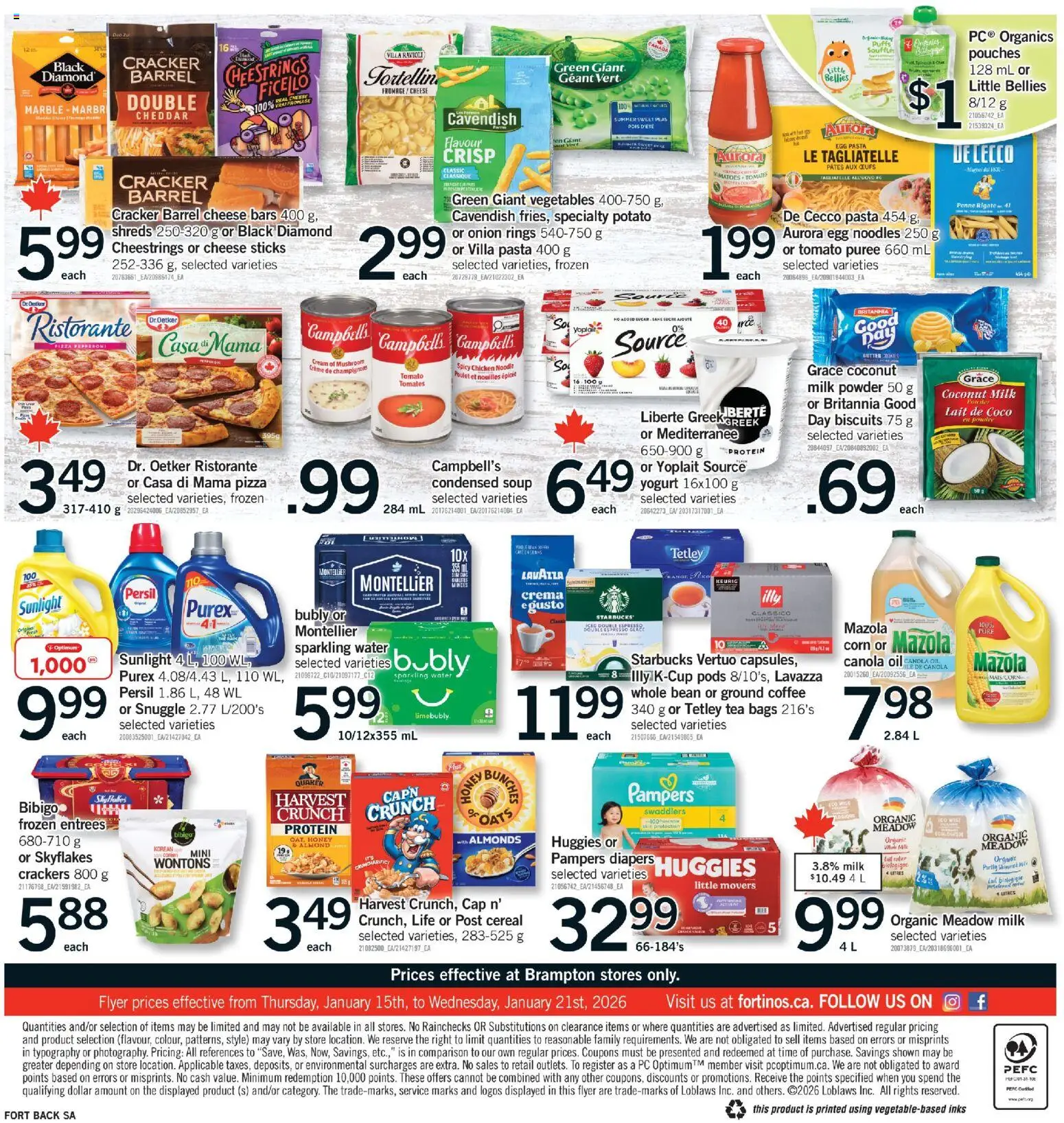 Fortinos flyer valid from 15.01.2026 | Page: 2 | Products: Tea, Cookies, Coffee, Pizza