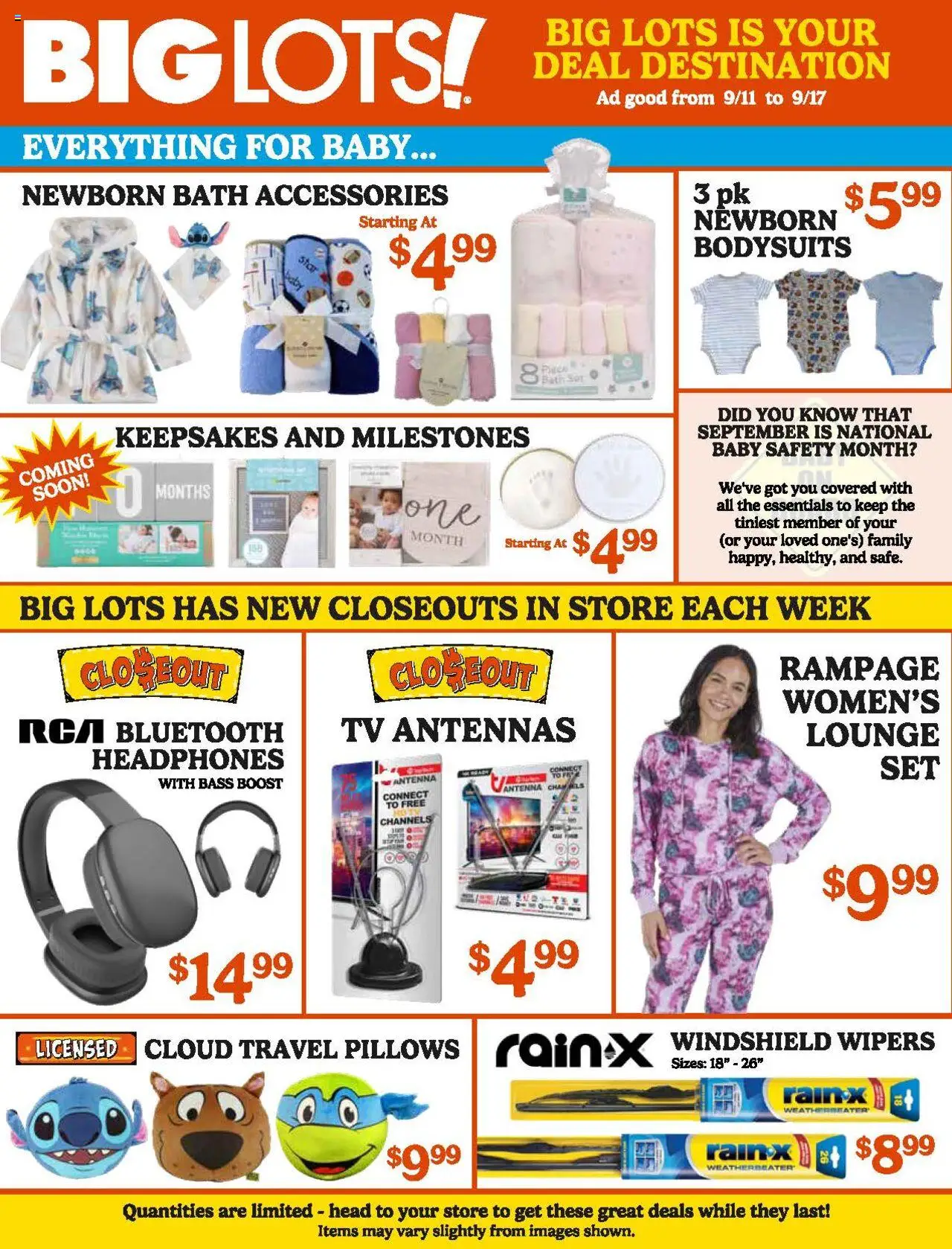 Big Lots Weekly Ad - valid from 11.09.2025 | Page: 2 | Products: Bath, Windshield, Tv, Headphones