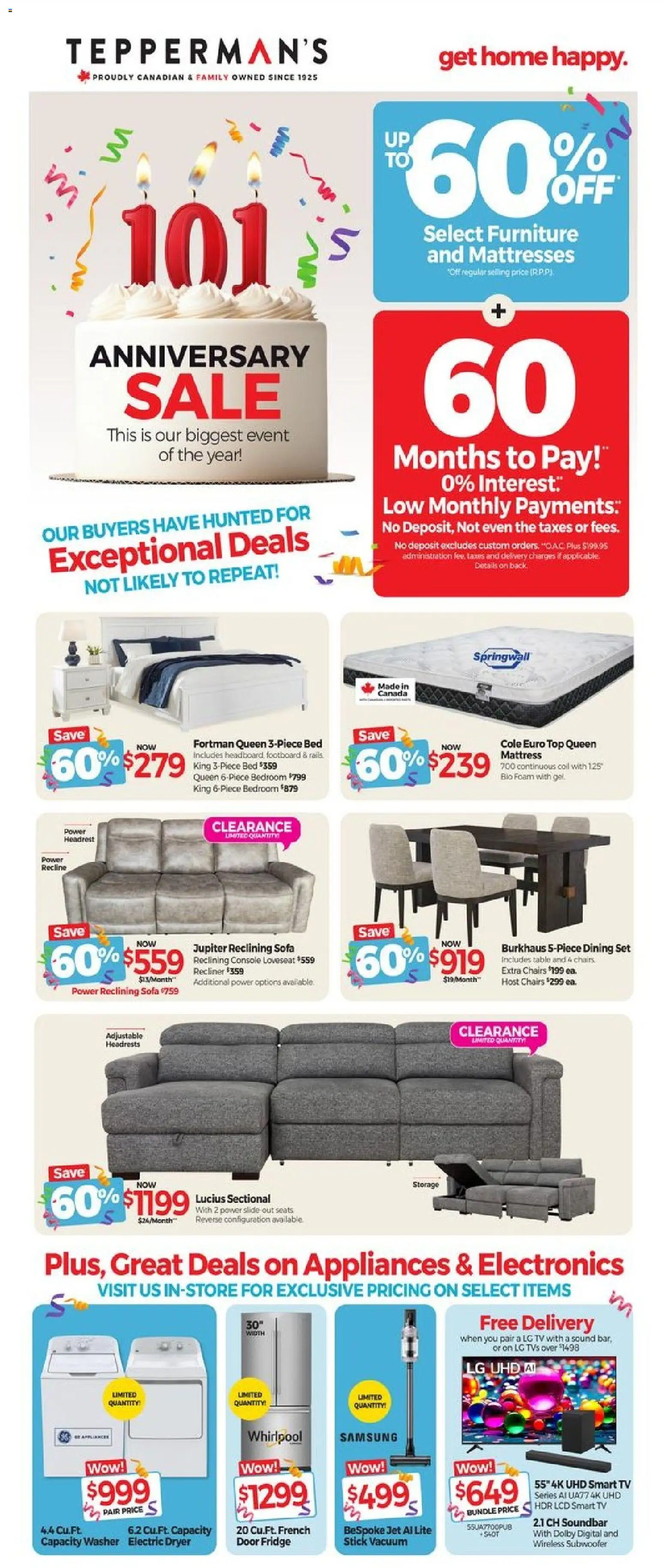 Tepperman's flyer valid from 27.02.2026 | Page: 5 | Products: Dryer, Mattress, Sofa, Table