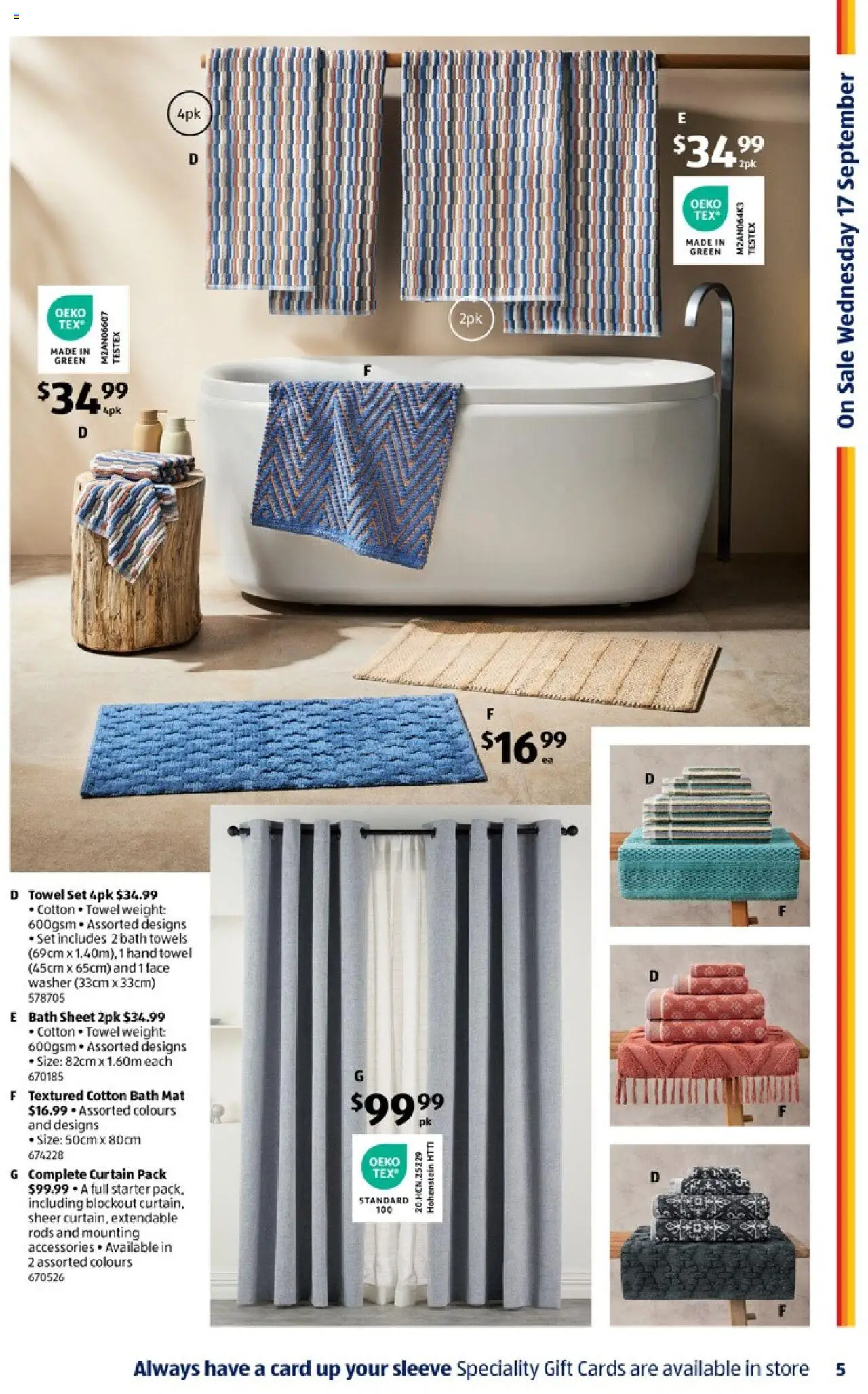 Aldi catalogue - valid from 17.09.2025 | Page: 5 | Products: Bath, Towels, Weight, Washer