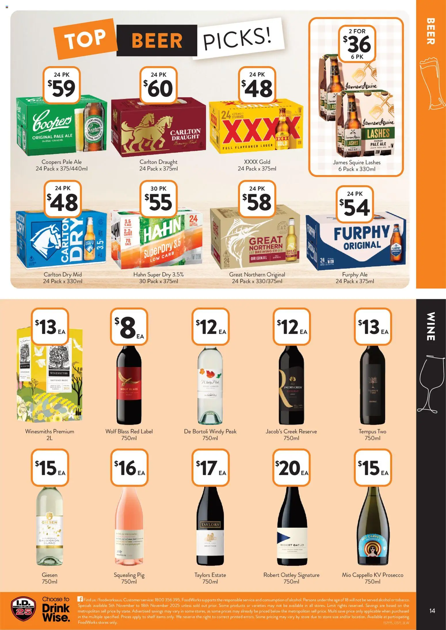Foodworks catalogue - valid from 05.11.2025 | Page: 14 | Products: Shelf, Wine, Beer