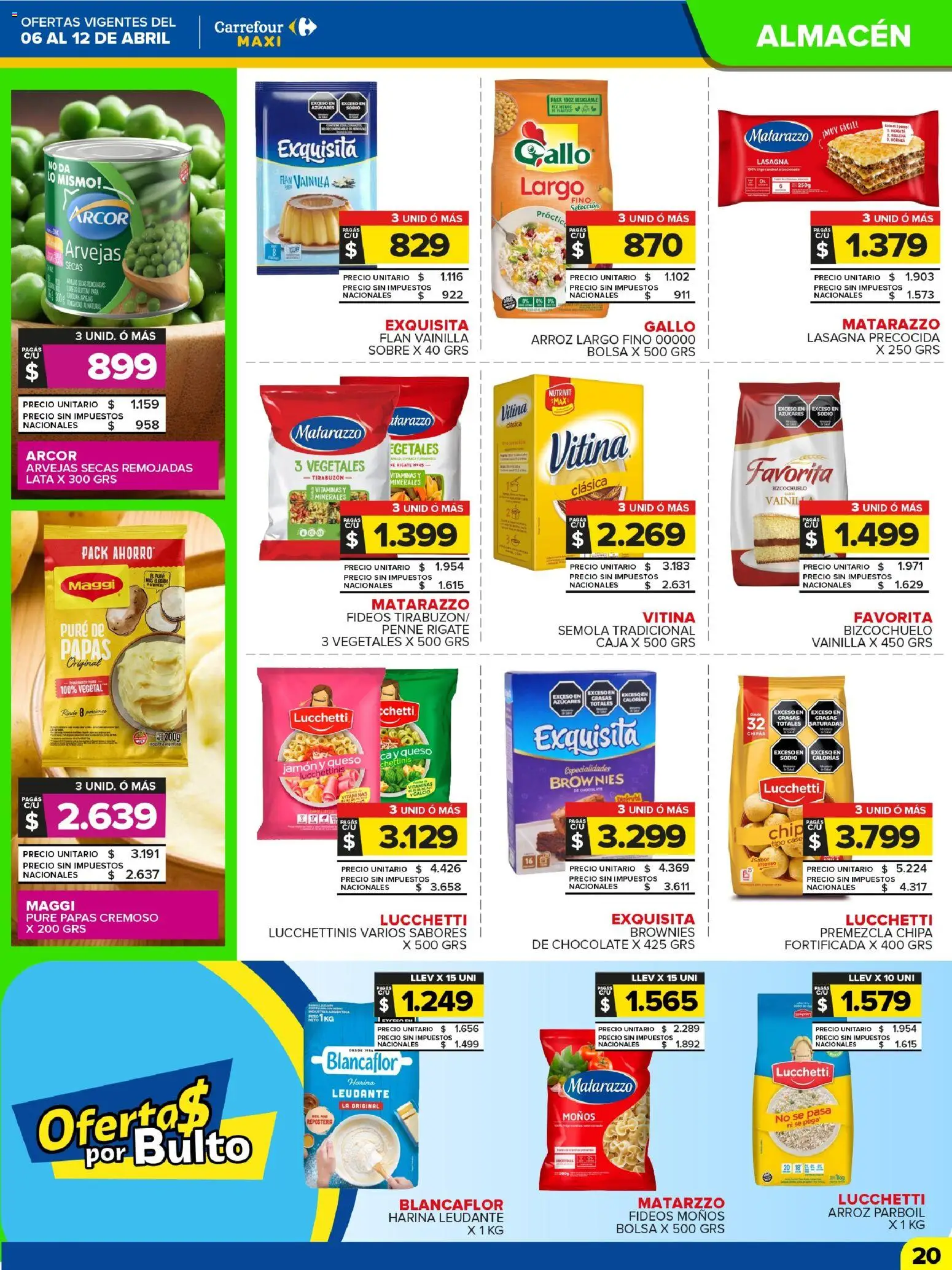 Carrefour Maxi catálogo │ válido desde el 06.04.2026 | Página: 20 | Productos: Arvejas, Jamón, Arroz, Fideos