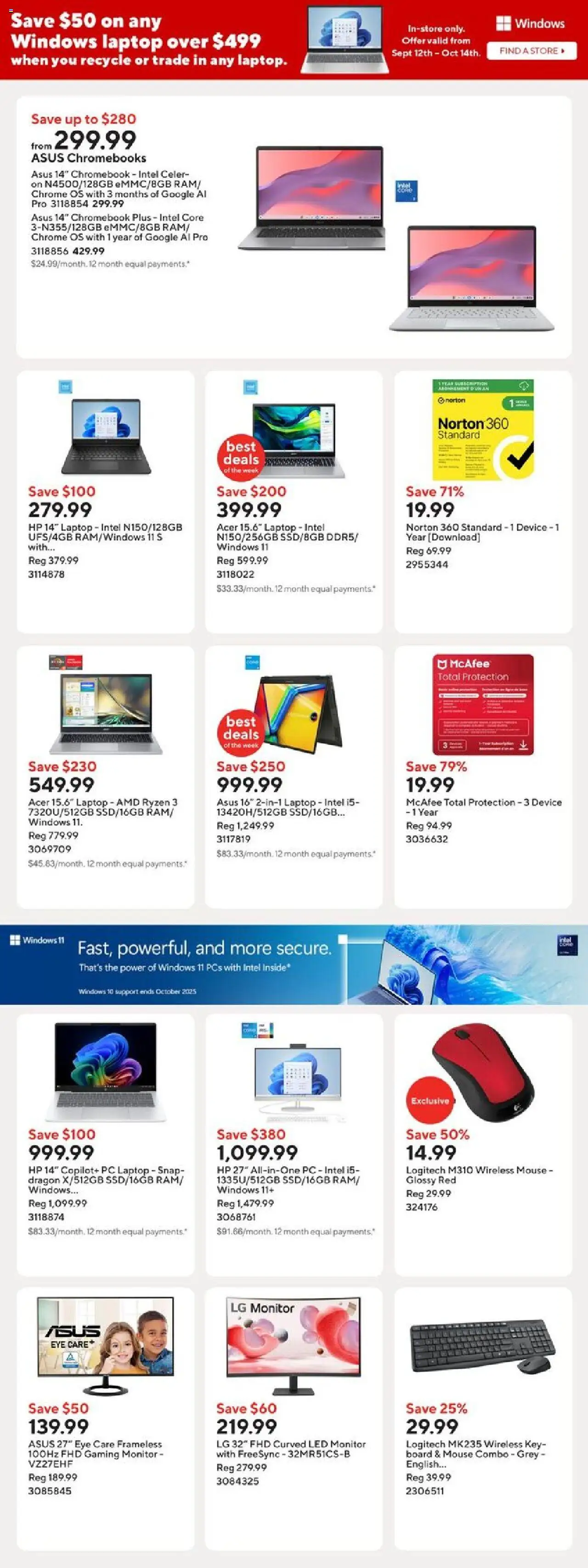 Staples flyer valid from 19.09.2025 | Page: 4 | Products: Monitor, PC, Mouse