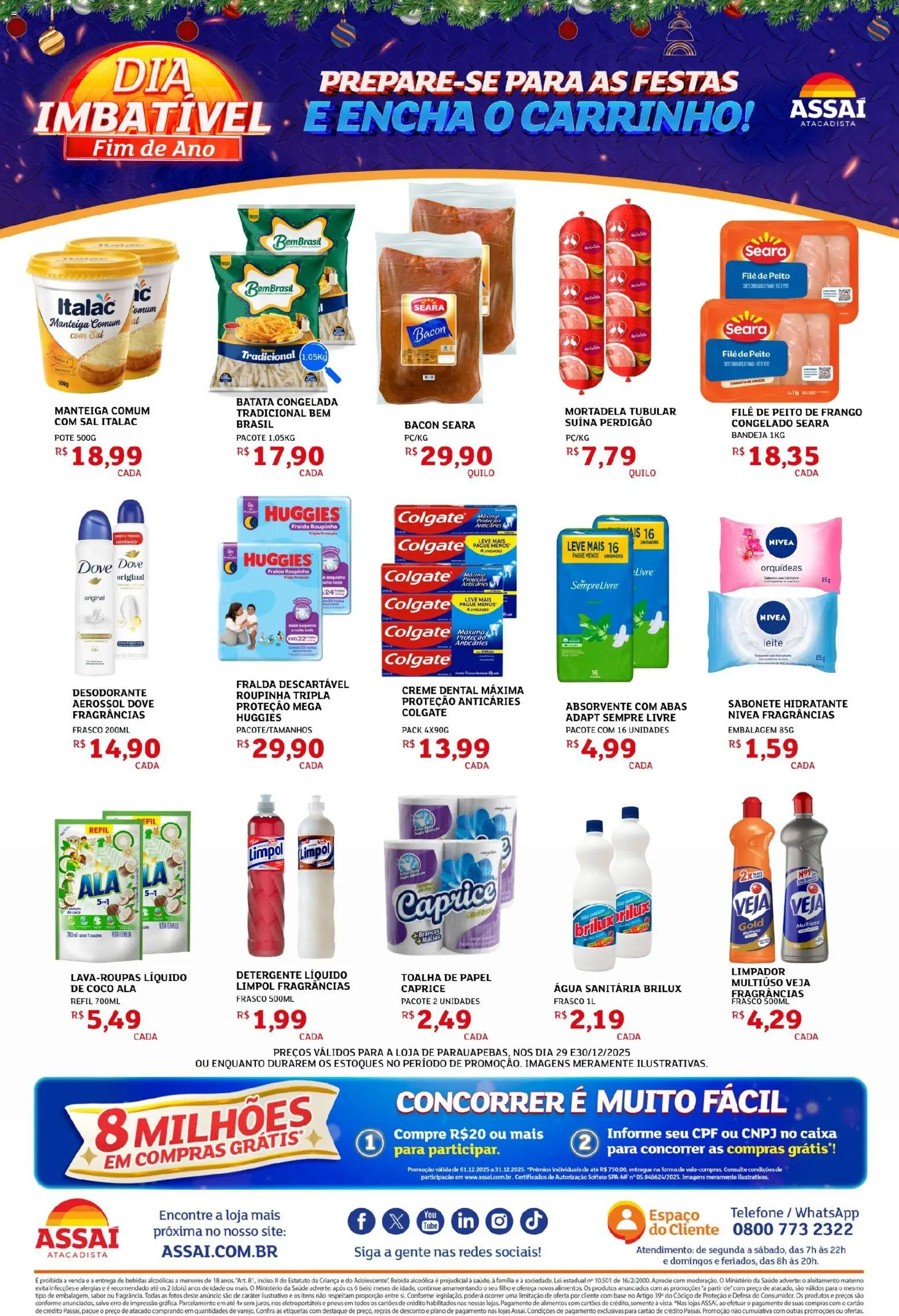 Assaí Atacadista Folheto - válido de 29.12.2025 | Página: 2 | Produtos: Pneus, Sal, Frango, Absorvente