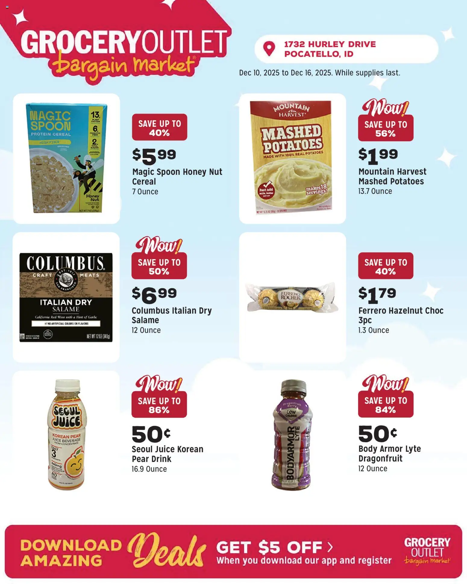 Grocery Outlet Weekly Ad - ID - valid from 10.12.2025 | Page: 8 | Products: Juice, Potatoes, Garlic, Pear