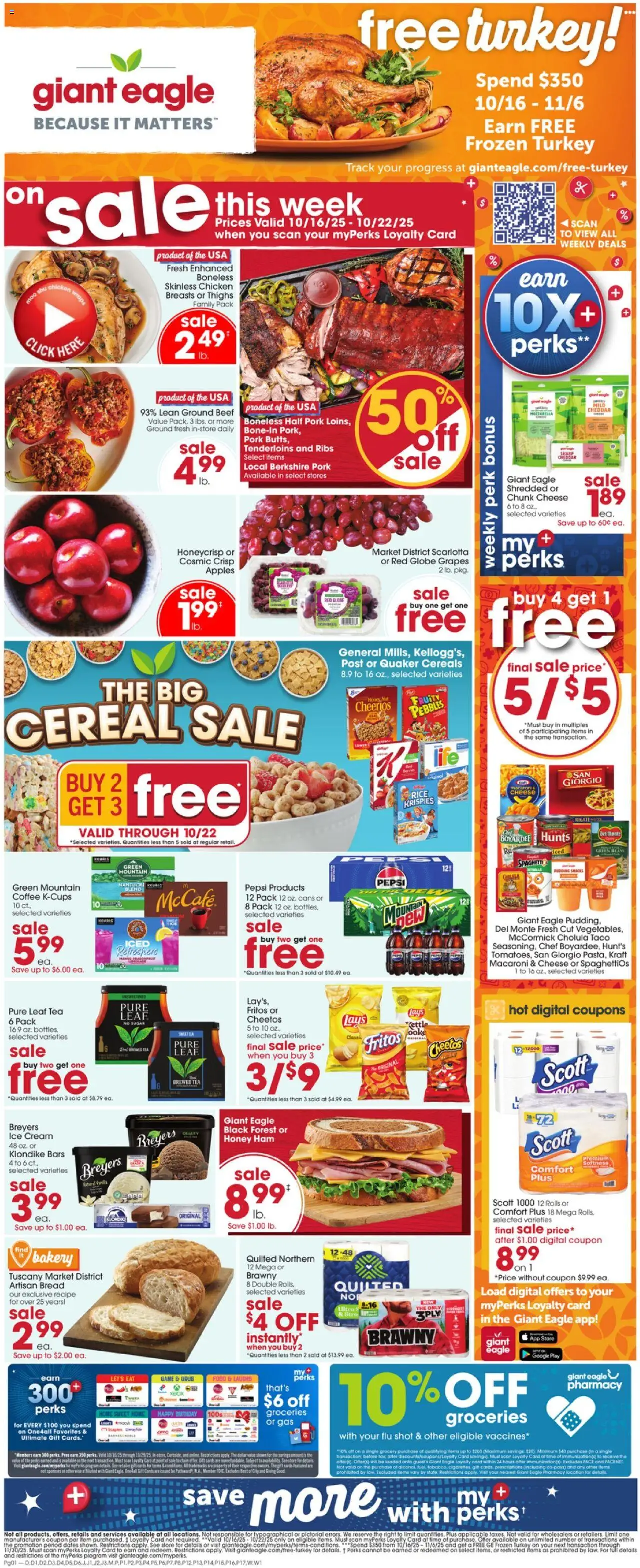 Giant Eagle Weekly Ad - valid from 16.10.2025 | Page: 1 | Products: Ham, Tea, Cream, Kettle