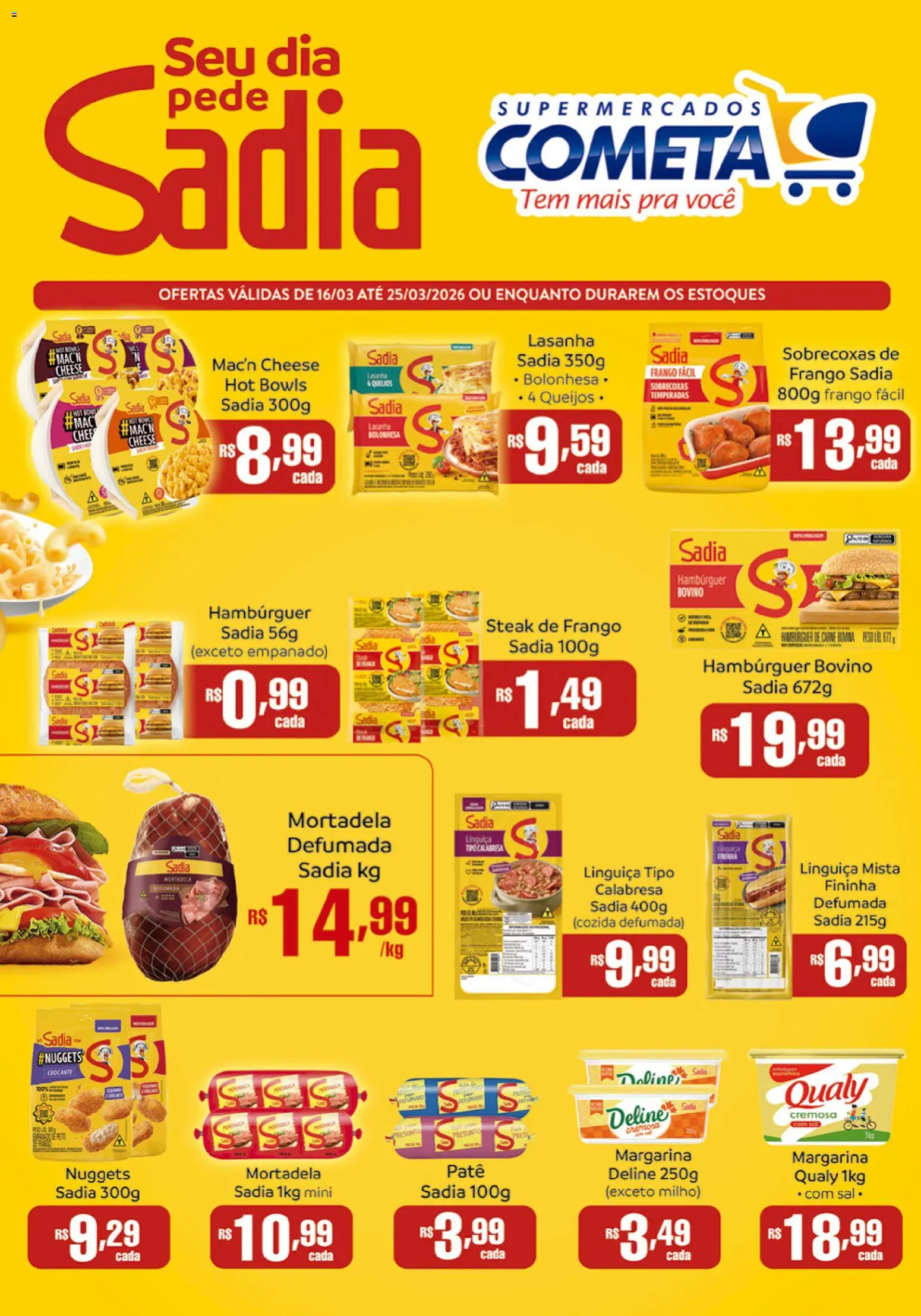 Cometa Supermercados Folheto - válido de 16.03.2026 | Página: 1 | Produtos: Presunto, Hambúrguer, Lasanha, Margarina