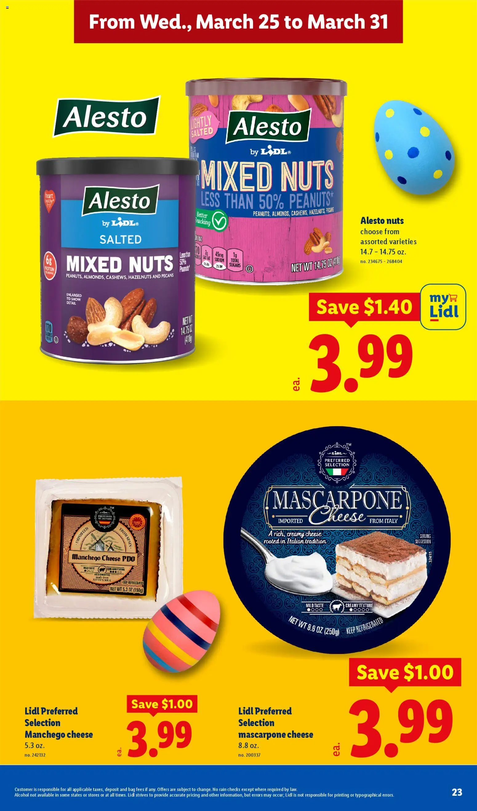 Lidl Weekly Ad - valid from 25.03.2026 | Page: 23 | Products: Milk, Cheese, Nuts, Bag