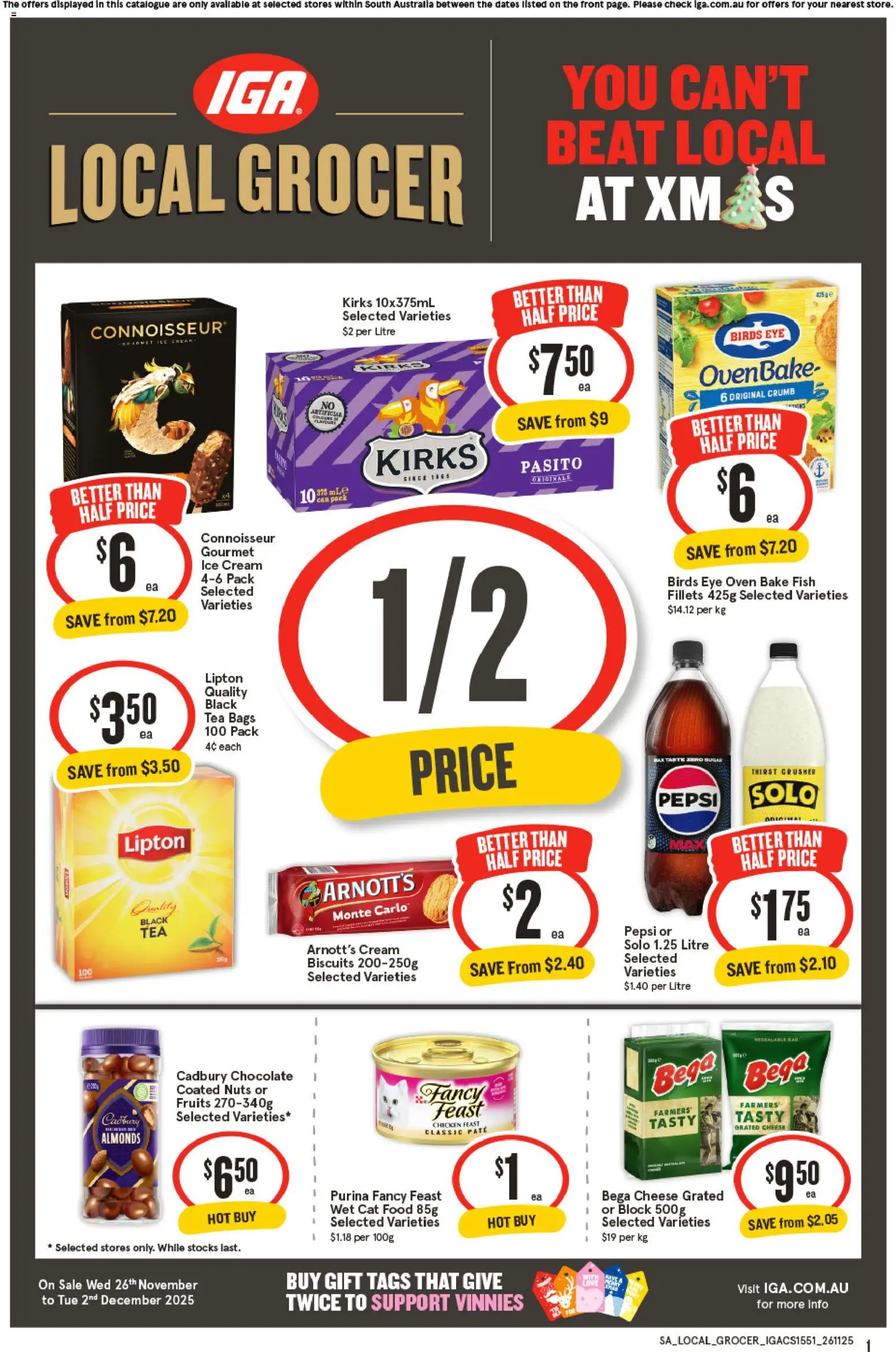 IGA catalogue - valid from 26.11.2025 | Page: 1 | Products: Almonds, Pepsi, Nuts, Ice cream