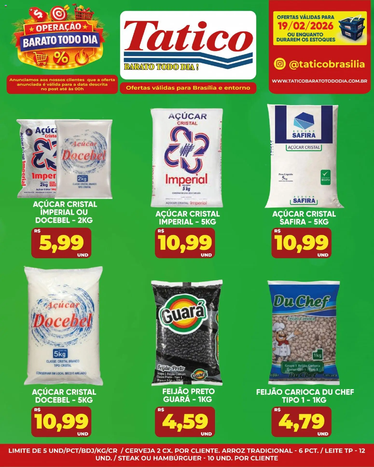 Tatico Folheto - válido de 19.02.2026 | Página: 8 | Produtos: Feijão, Leite, Arroz, Hambúrguer