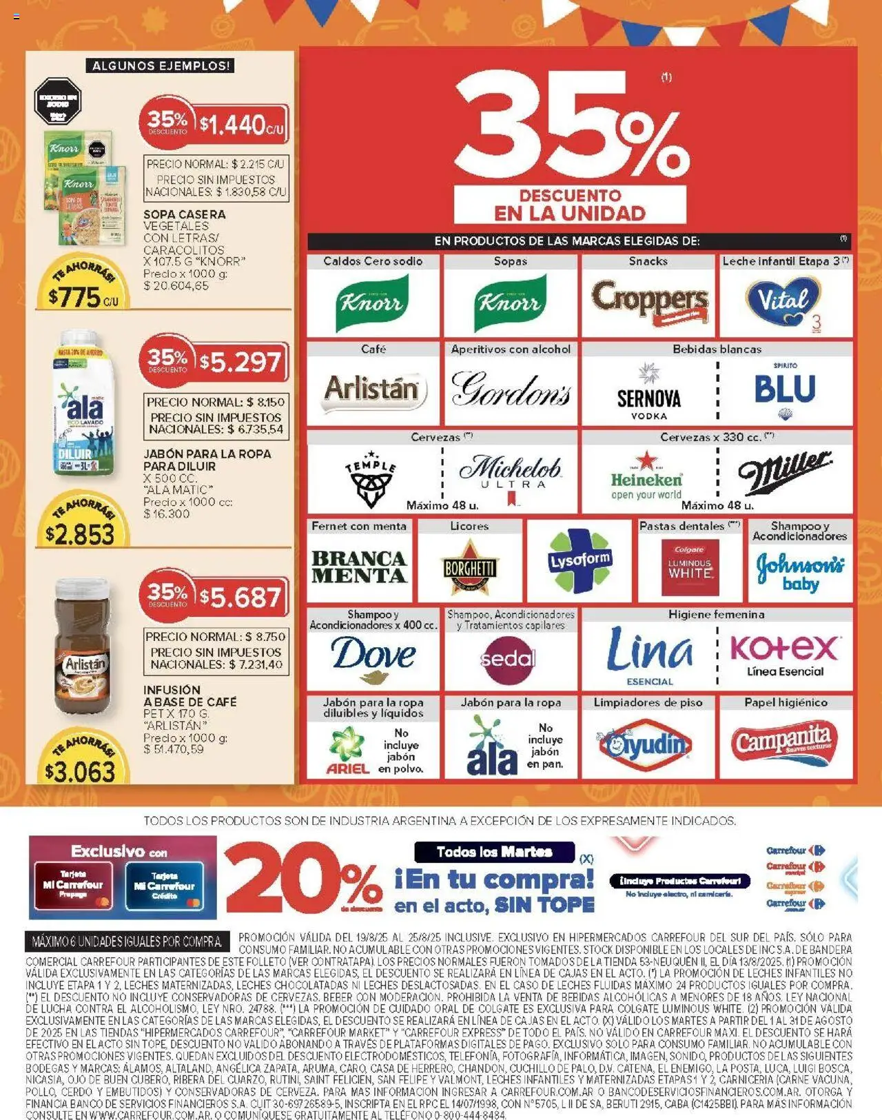 Carrefour ofertas - Chubut │ válido desde el 19.08.2025 | Página: 6 | Productos: Fernet, Ropa, Cerdo, Té