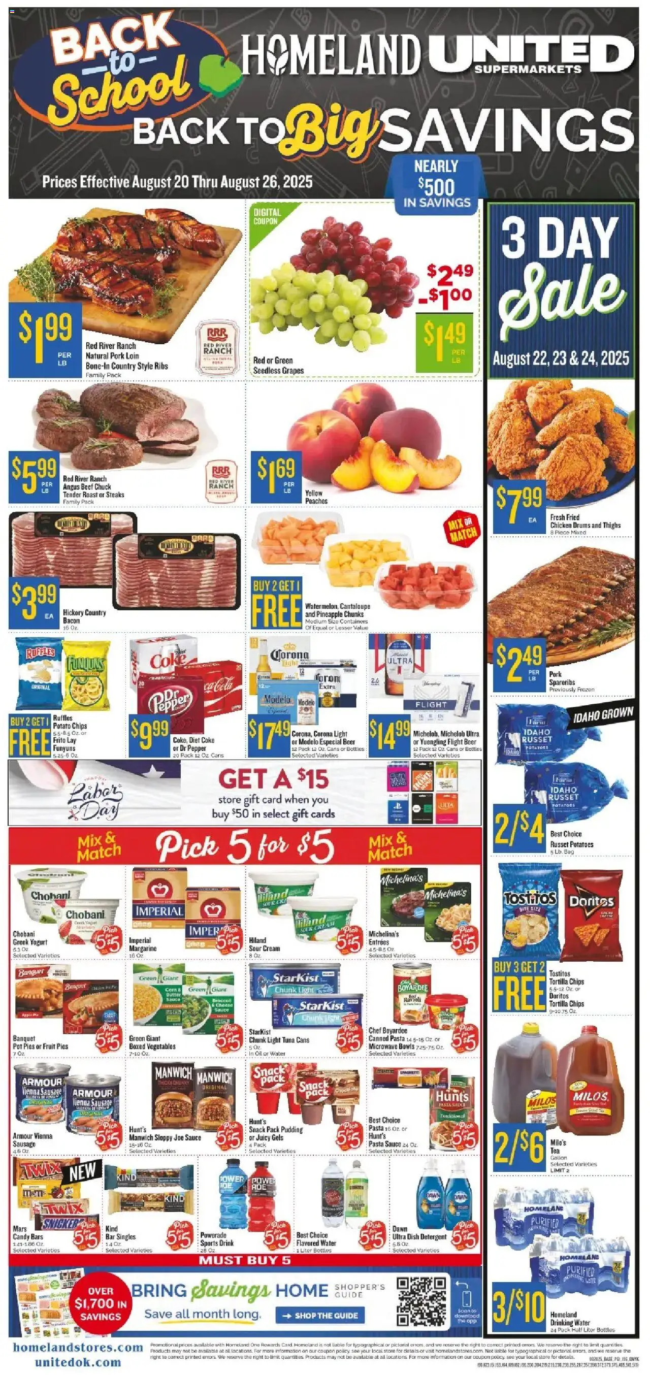 Homeland Weekly Ad - valid from 20.08.2025 | Page: 1 | Products: Pasta, Chips, Sauce, Sausage
