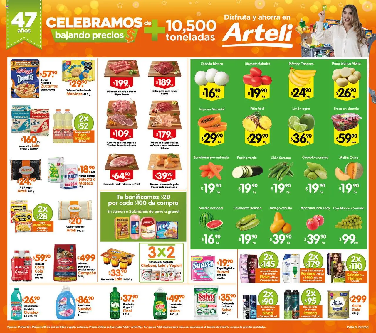 Nuevas ofertas de Arteli válidas en toda la República Mexicana desde el 08.07.2025. ¡Encuentra las mejores ofertas en Arteli Prensa Arteli! | Página: 1 | Productos: Pollo, Cebolla, Sandía, Manzana