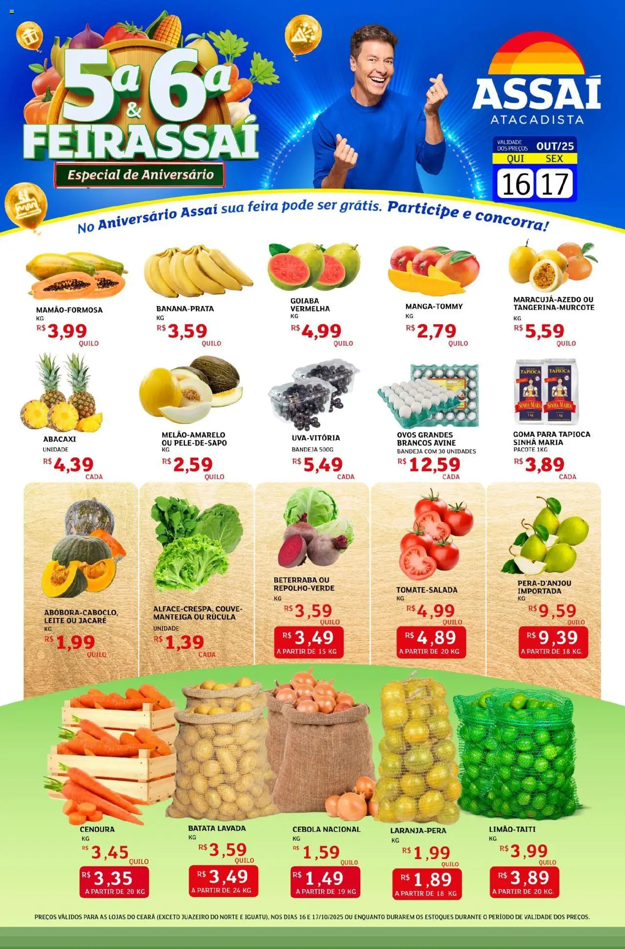 Assaí Atacadista Folheto - válido de 16.10.2025 | Página: 1 | Produtos: Cebola, Tapioca, Cenoura, Batata