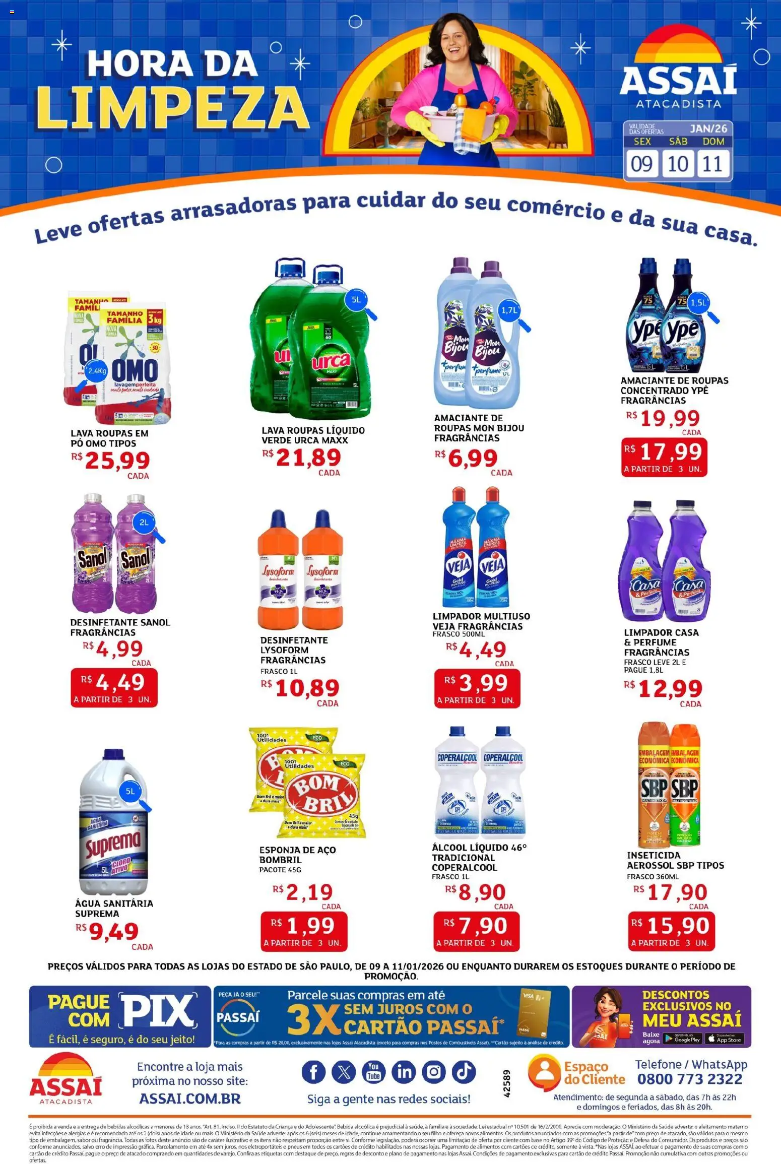 Assaí Atacadista Folheto - válido de 09.01.2026 | Página: 1 | Produtos: Perfume, Roupas, Esponja de aço, Amaciante