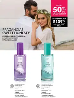 Vista previa de Sweet Honesty Treasures Fragancia, Sweet Honesty Treasures Fragancia en spray para ella 50 ml. Familia aromática: Floral Frutal Acuoso (lirio del valle, jazmín, ámbar). Intensidad 00., nuevo folleto de la tienda, válido en México a partir del 10.01.2026 | Página: 59