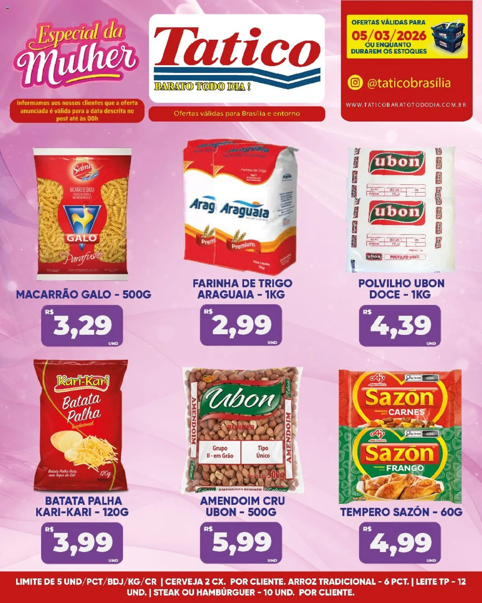 Tatico Folheto - válido de 05.03.2026 | Página: 4 | Produtos: Leite, Cerveja, Macarrão, Batata palha