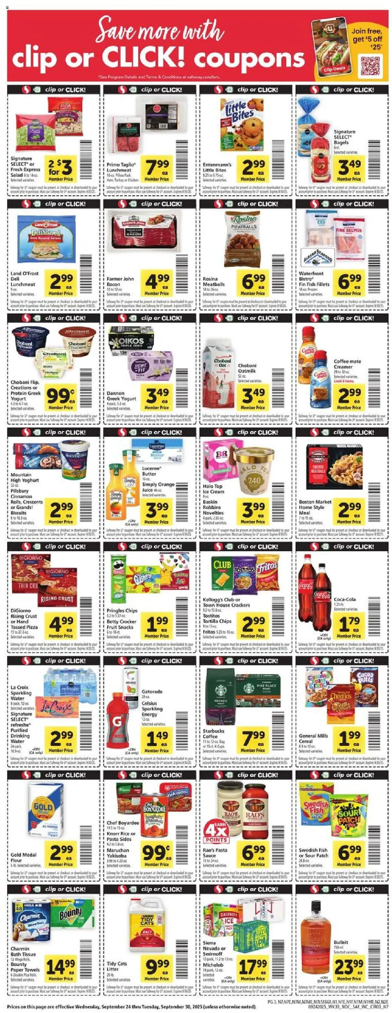 Safeway Weekly Ad - valid from 24.09.2025 | Page: 3 | Products: Butter, Pizza, Ice cream, Sauce