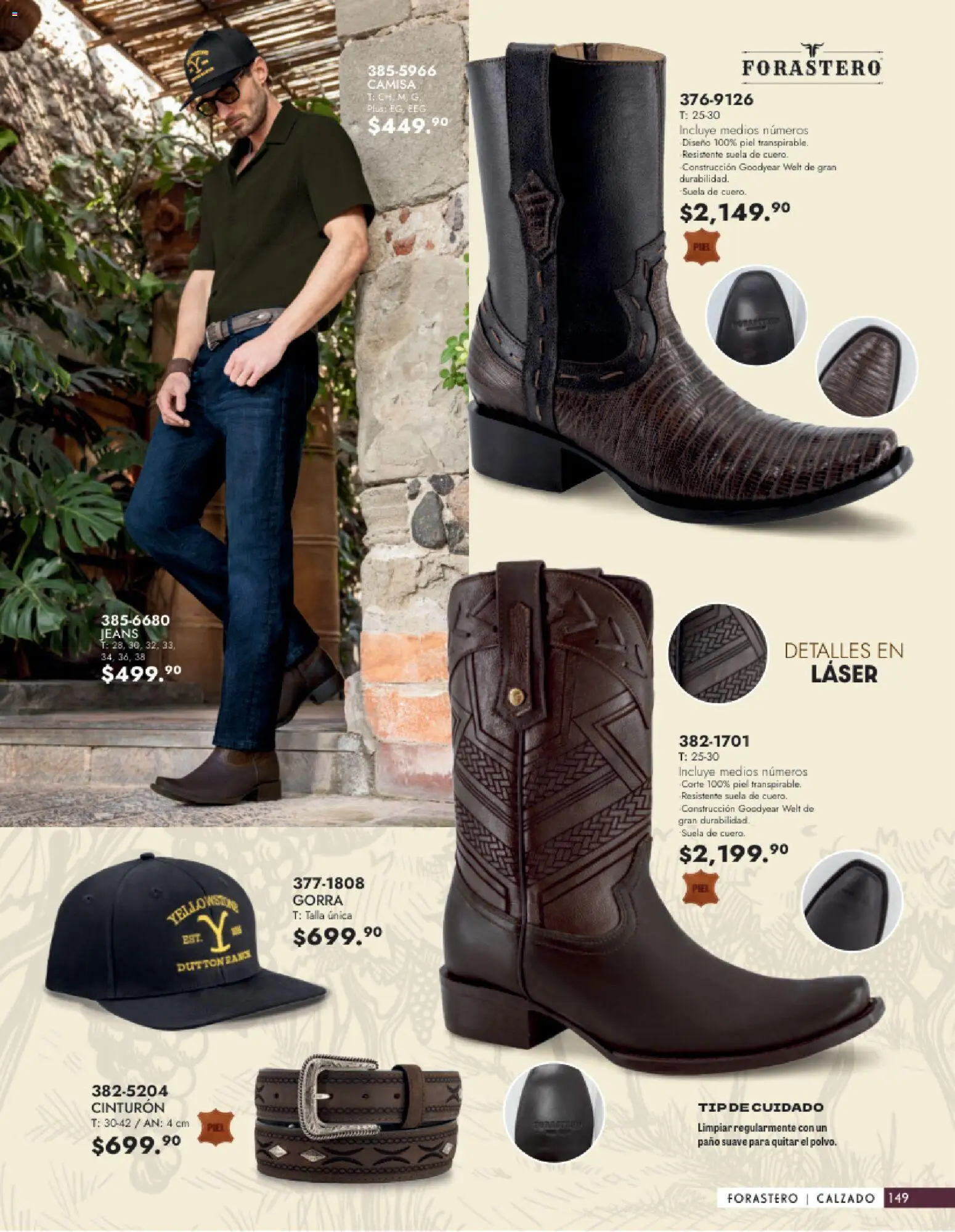 Nuevas ofertas de Andrea válidas en toda la República Mexicana desde el 25.01.2026. ¡Encuentra las mejores ofertas en Andrea catálogo Calzado Caballero! | Página: 149 | Productos: Gorra, Cinturón, Camisa, Polvo