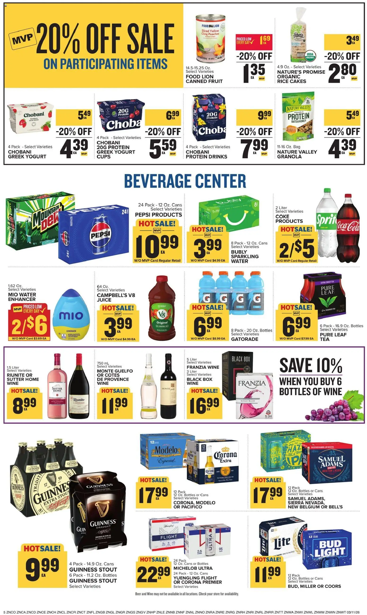 Food Lion Weekly Ad - valid from 11.03.2026 | Page: 10 | Products: Yogurt, Beer, Rice, Tea