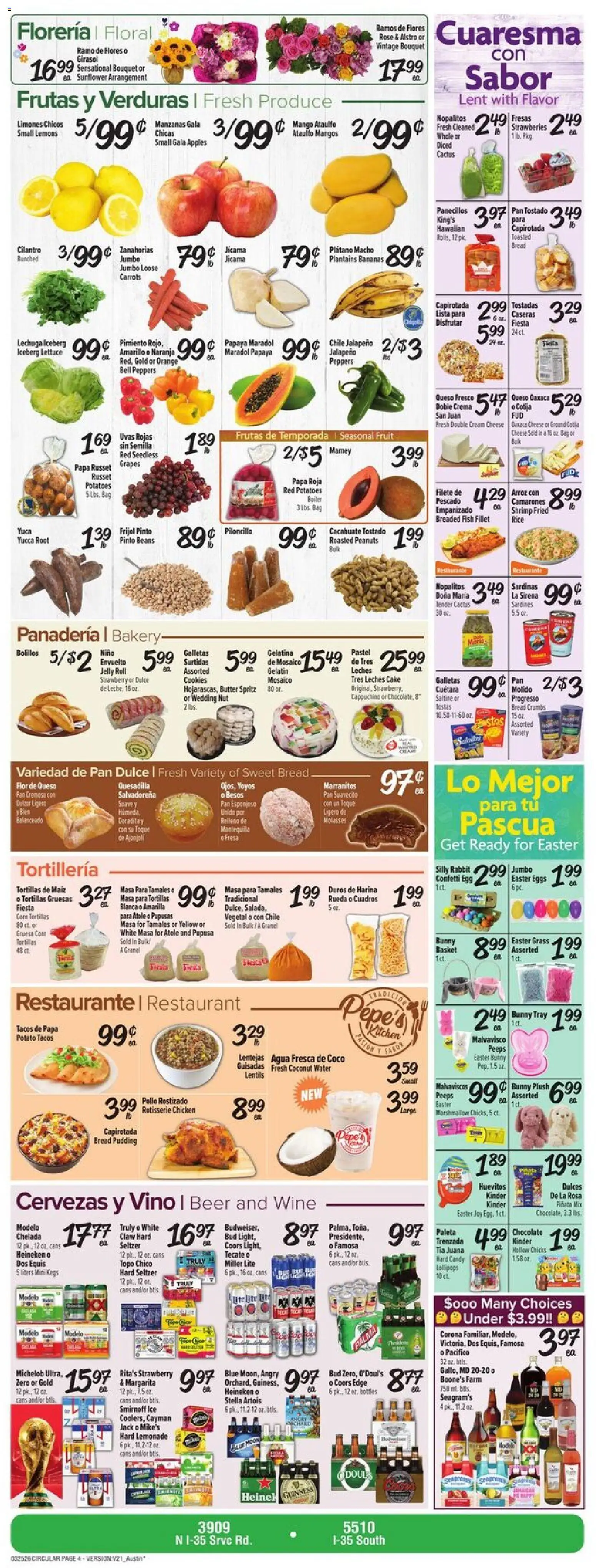 Fiesta Mart Weekly Ad - valid from 25.03.2026 | Page: 4 | Products: Beer, Bananas, Cream, Grapes