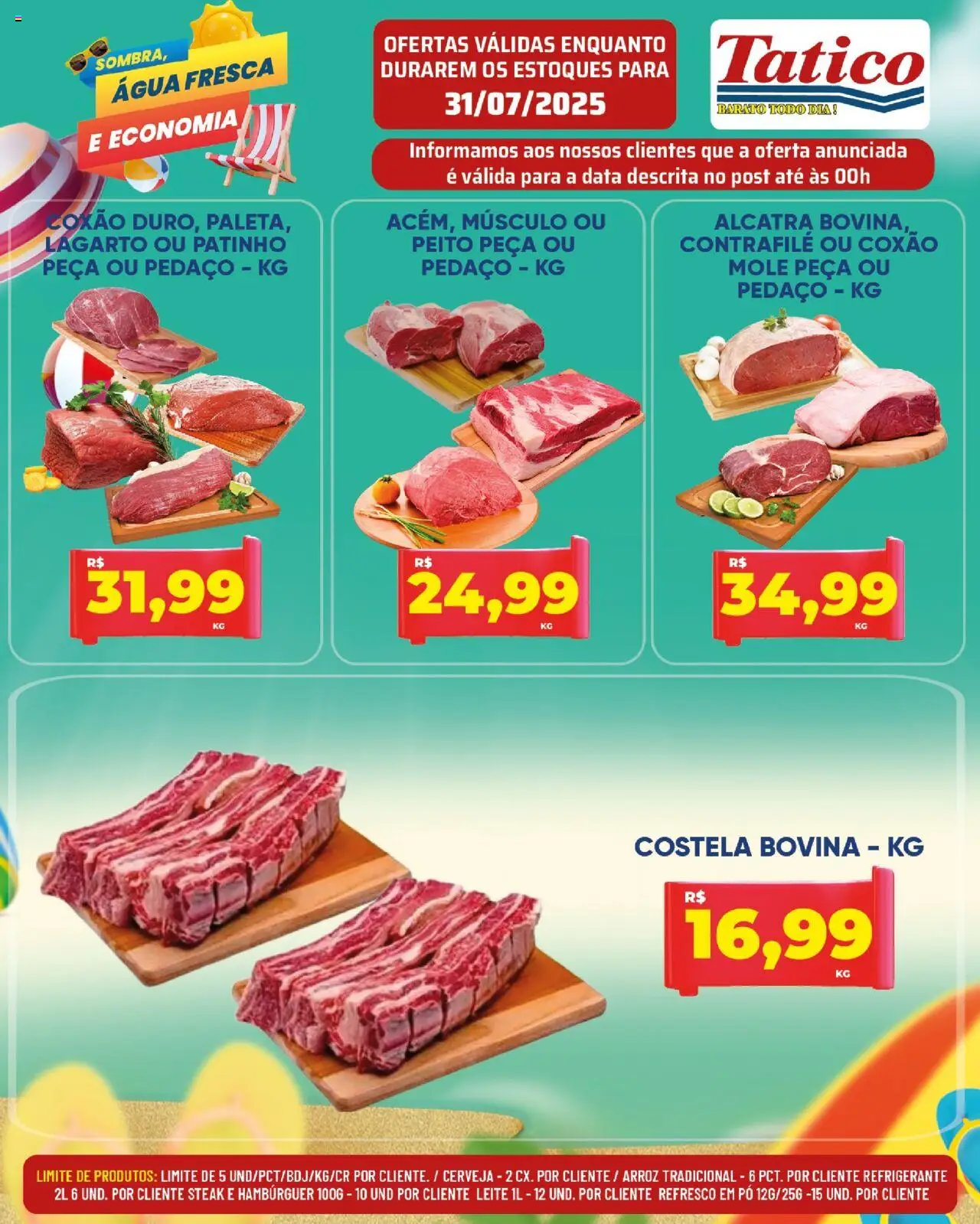 Tatico Folheto - válido de 01.08.2025 | Página: 31 | Produtos: Alcatra, Leite, Arroz, Refrigerante