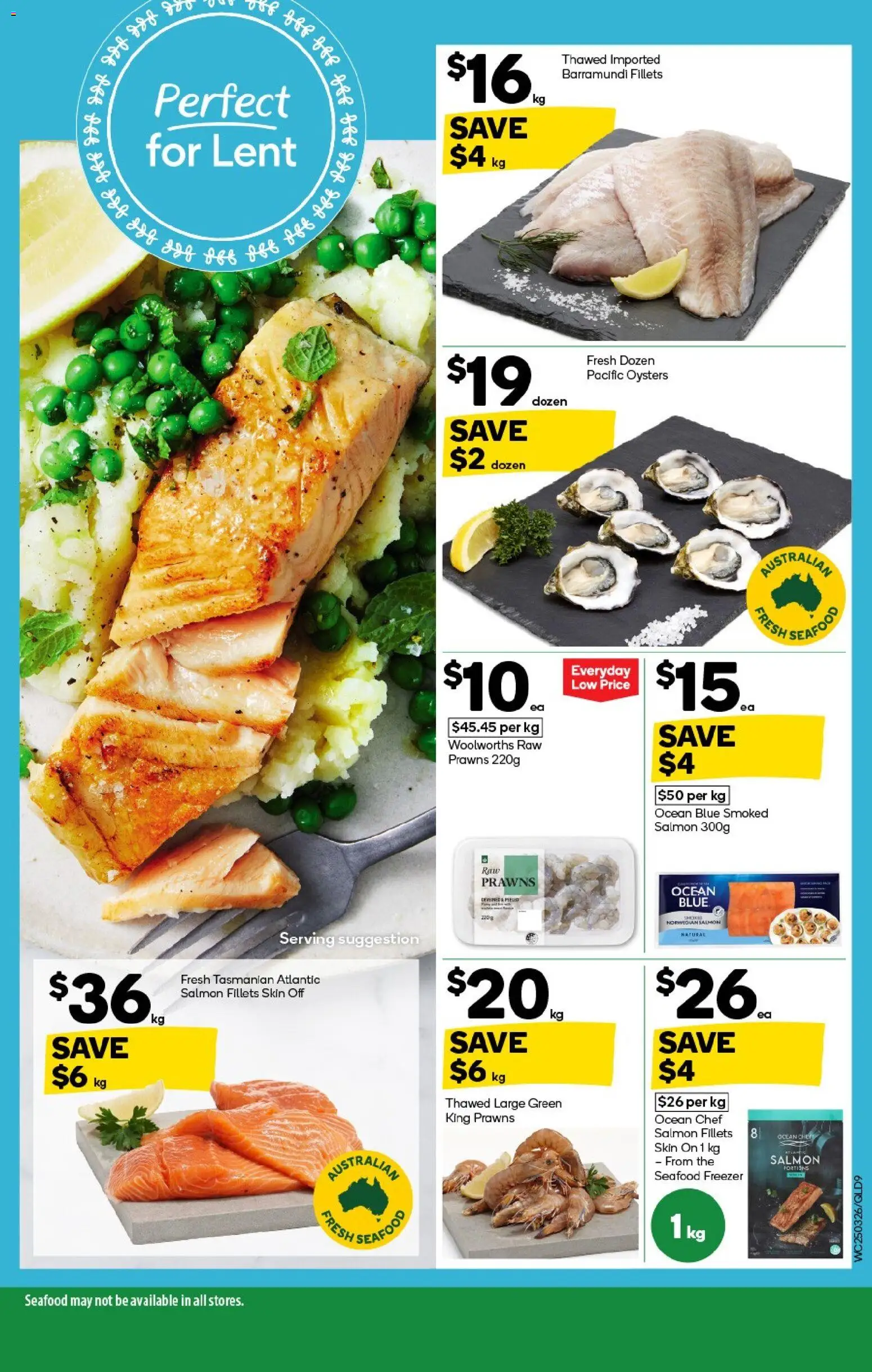 Woolworths catalogue - valid from 25.03.2026 | Page: 9 | Products: Oysters, Prawns, Seafood, Freezer
