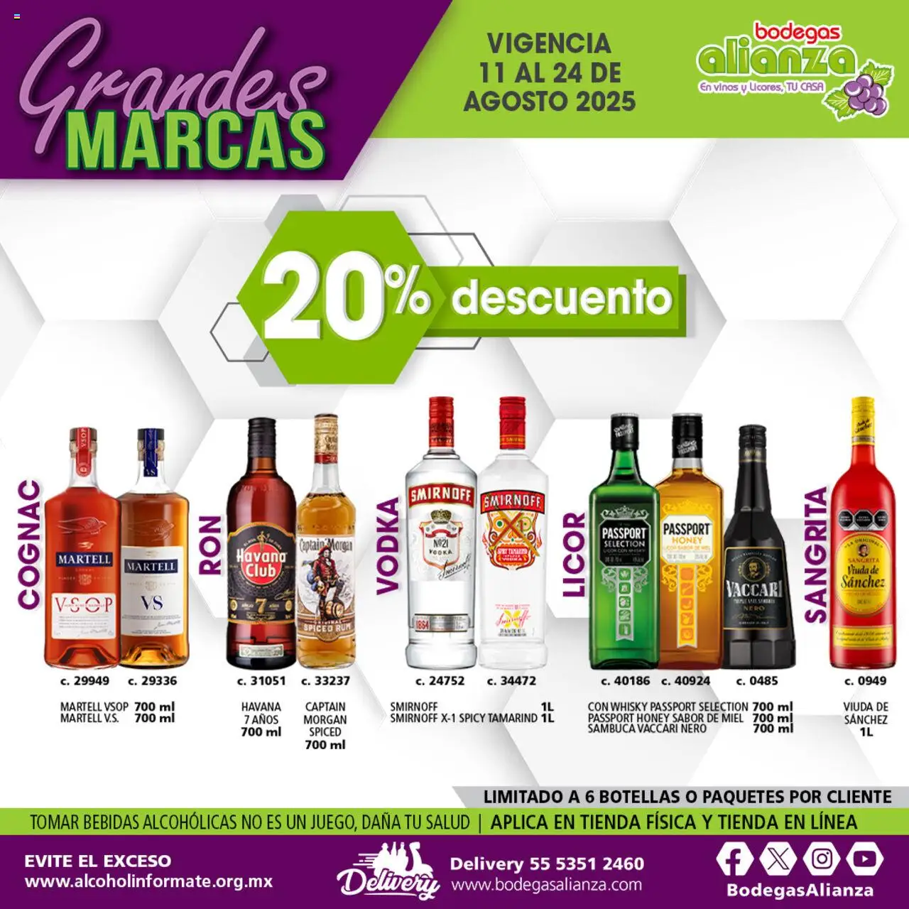 Nuevas ofertas de Bodegas Alianza válidas en toda la República Mexicana desde el 11.08.2025. ¡Encuentra las mejores ofertas en Bodegas Alianza - Catálogo Grandes Marcas! | Página: 7 | Productos: Vodka, Whisky