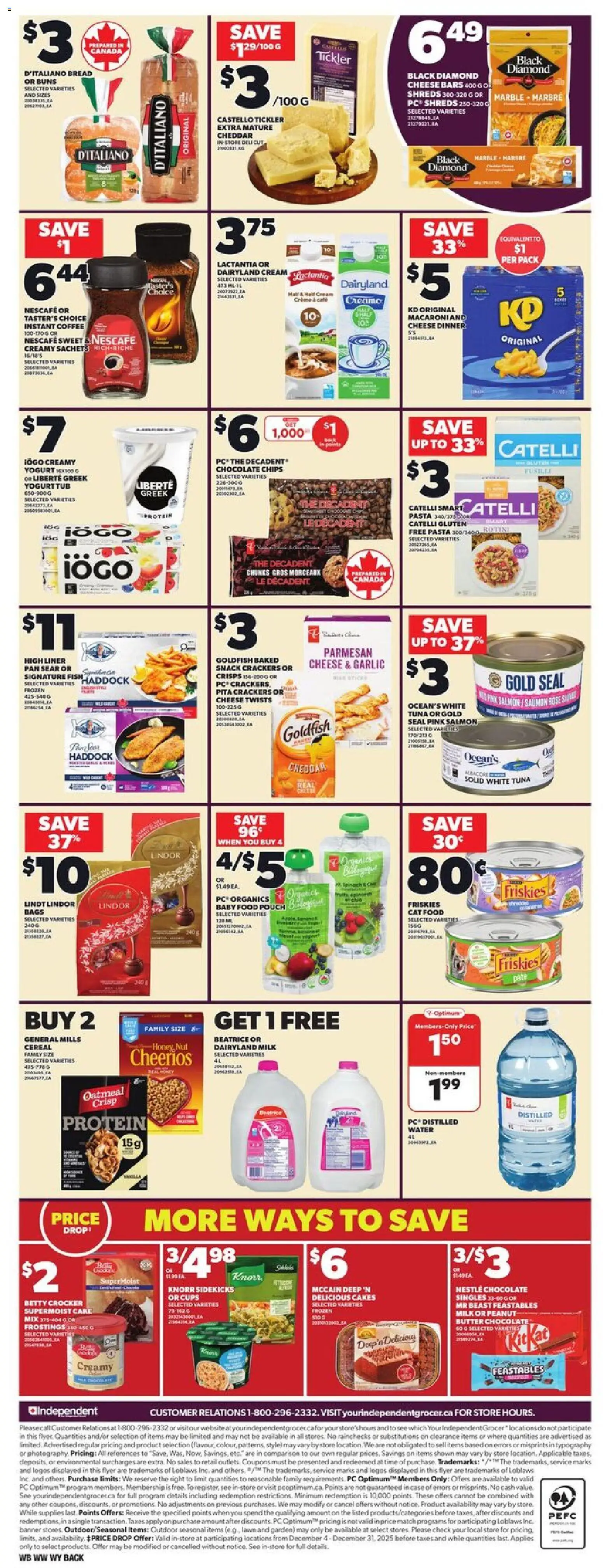 Independent Grocer flyer valid from 04.12.2025 | Page: 4 | Products: Chips, Butter, Yogurt, Chocolate