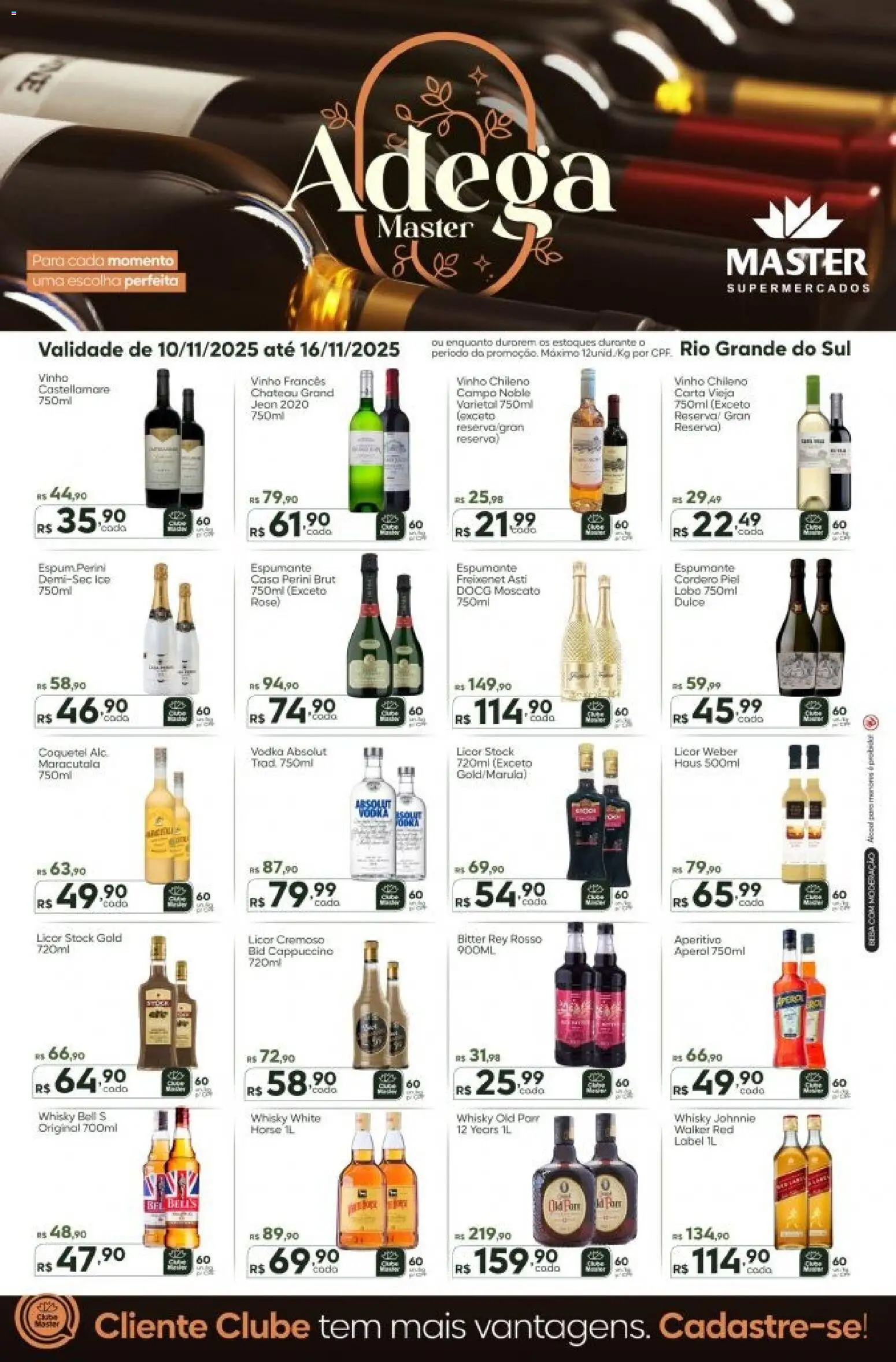 Master Folheto - válido de 10.11.2025 | Página: 1 | Produtos: Espumante, Whisky, Licor, Vinho