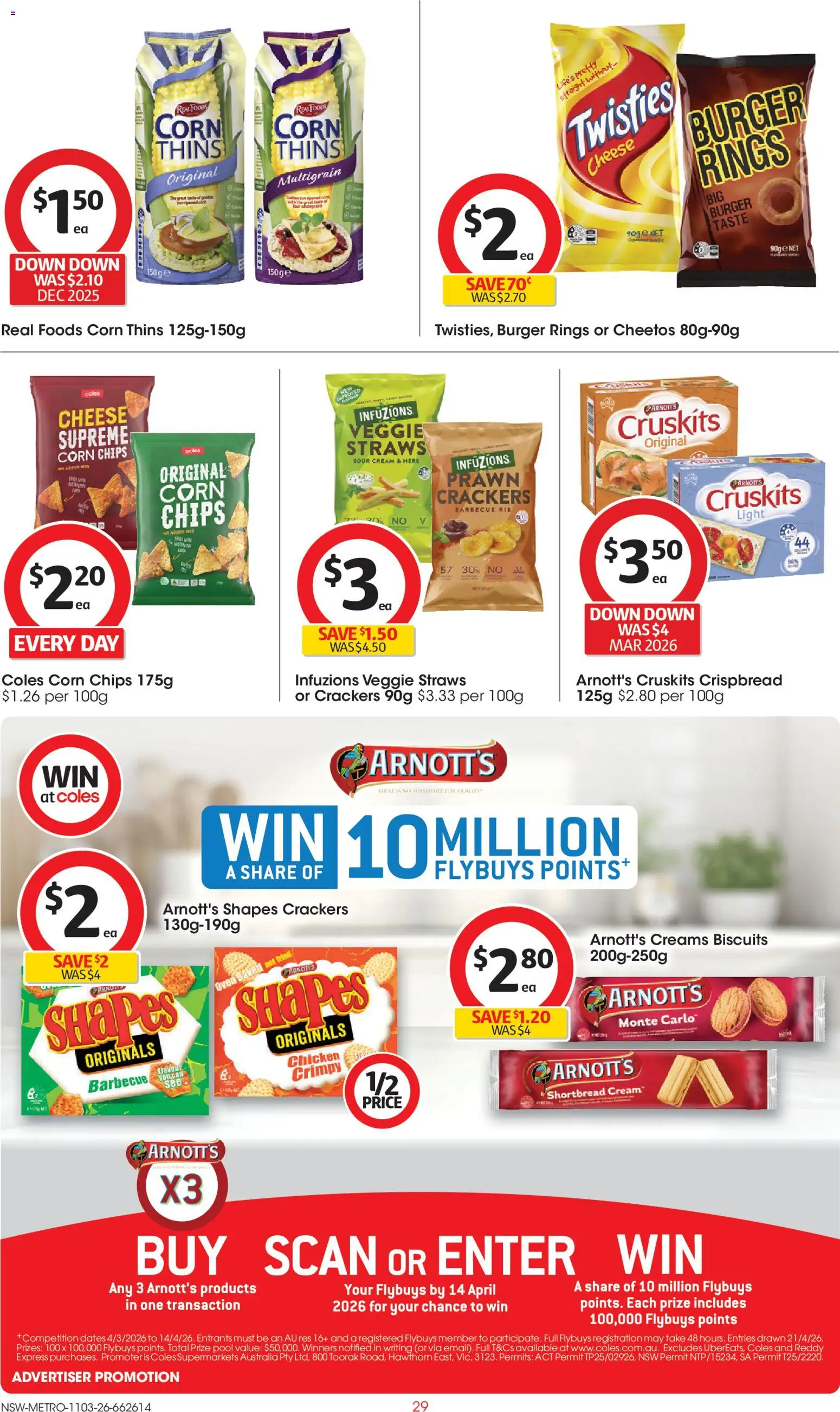 Coles catalogue - valid from 11.03.2026 | Page: 29 | Products: Light, Crackers, Herb, Sour cream
