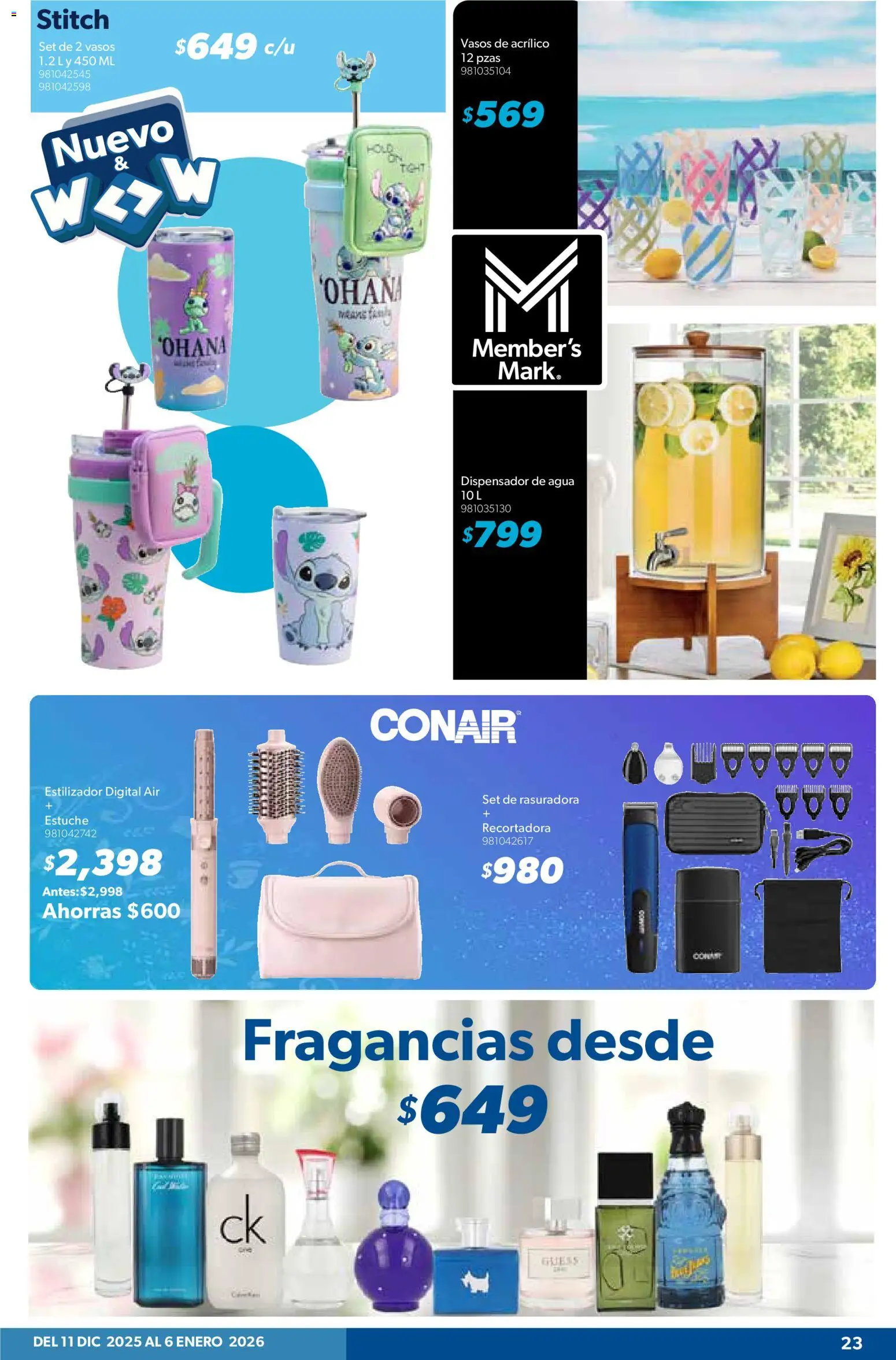 Nuevas ofertas de Sam's Club válidas en toda la República Mexicana desde el 11.12.2025. ¡Encuentra las mejores ofertas en Sam's Club catálogo! | Página: 22 | Productos: Agua, Estuche, Rasuradora, Vasos