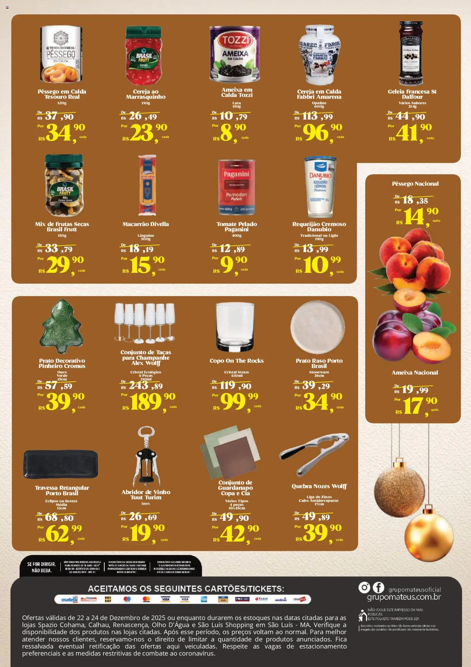 Mateus Folheto - válido de 22.12.2025 | Página: 2 | Produtos: Travessa, Macarrão, Nozes, Guardanapo