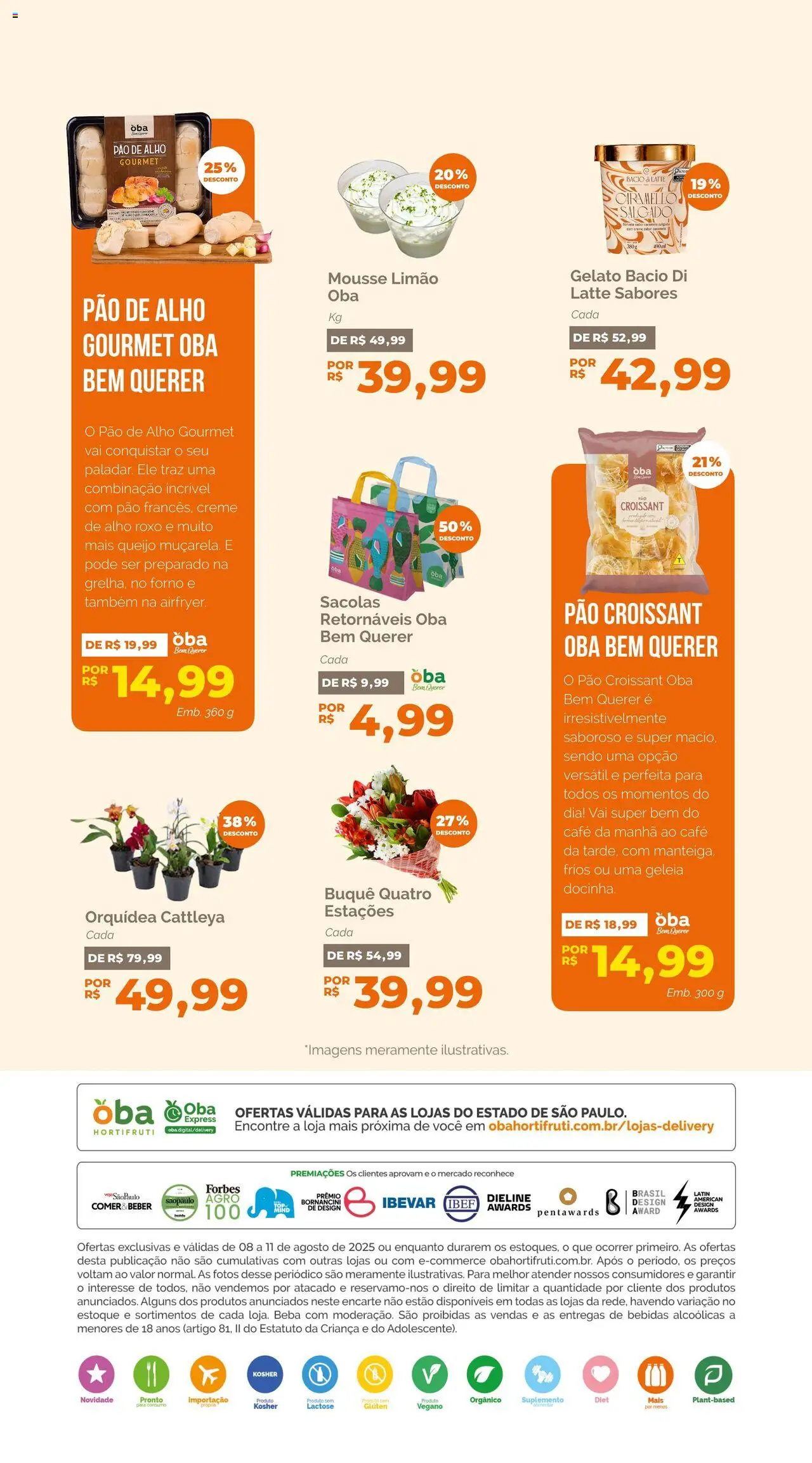 Oba Hortifruti Folheto - válido de 08.08.2025 | Página: 8 | Produtos: Mousse, Alho, Café, Creme