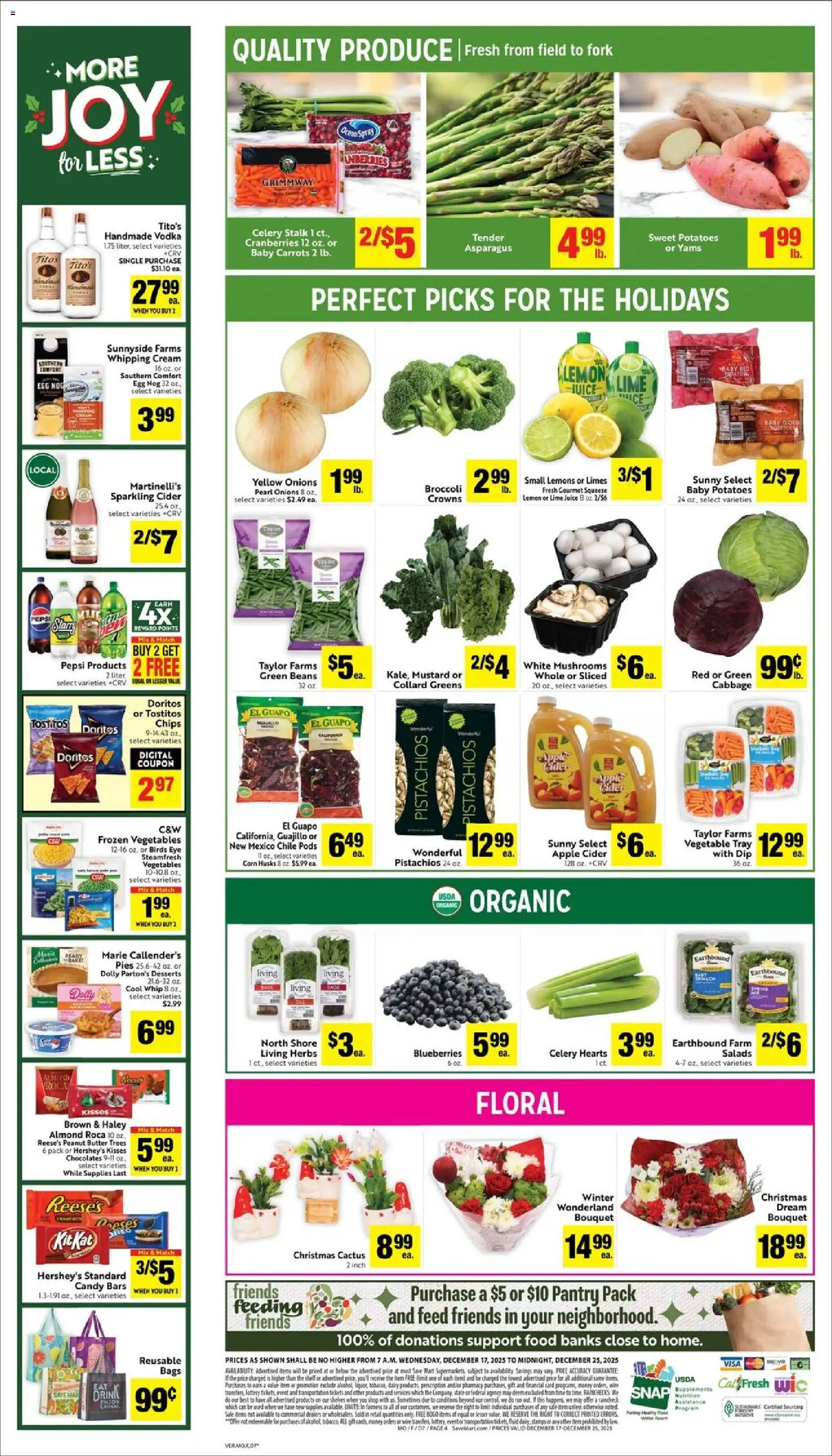 Save Mart Weekly Ad - valid from 17.12.2025 | Page: 6 | Products: Butter, Cream, Vodka, Greens