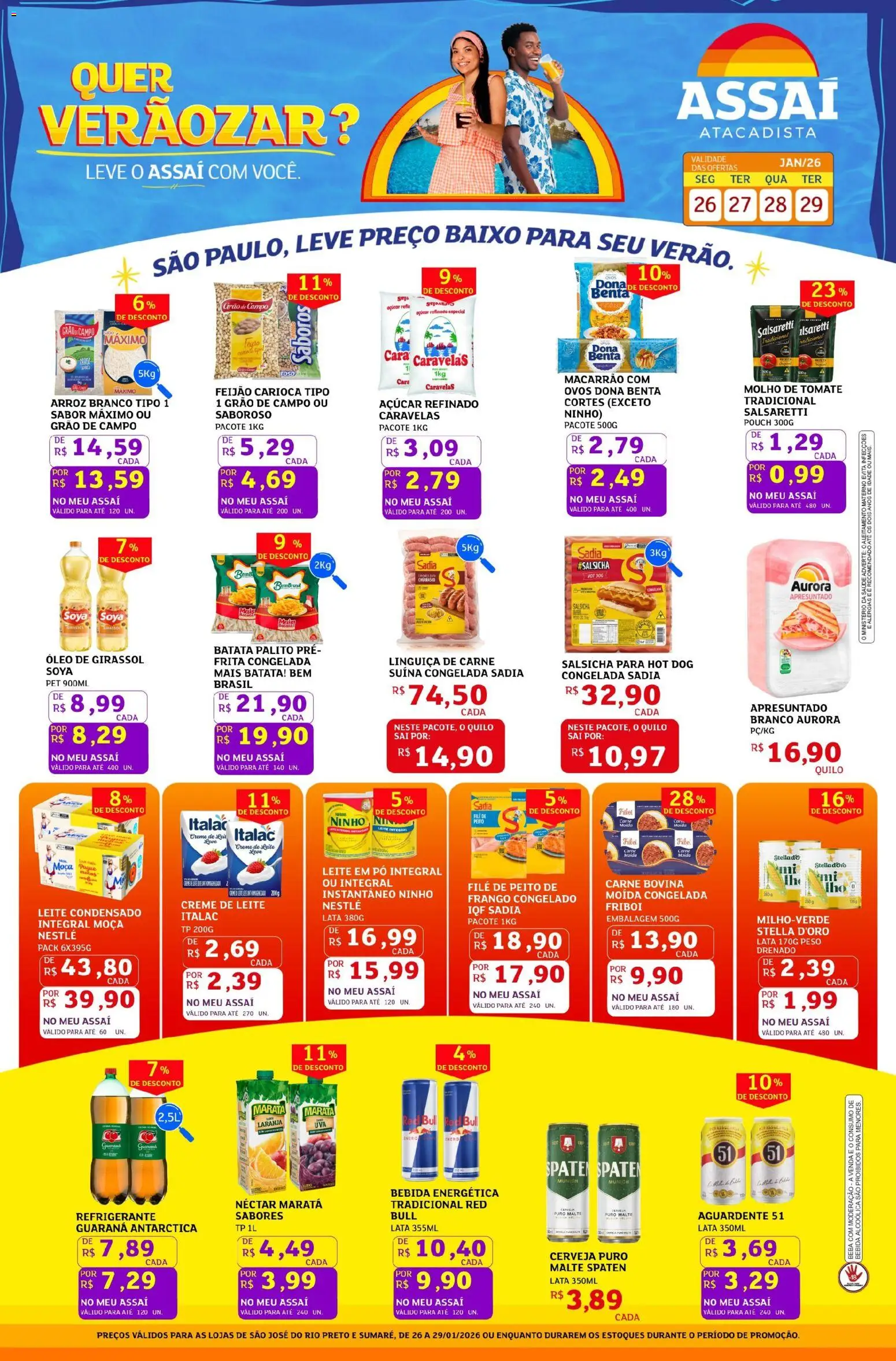 Assaí Atacadista Folheto - válido de 26.01.2026 | Página: 1 | Produtos: Guaraná, Leite, Ovos, Batata