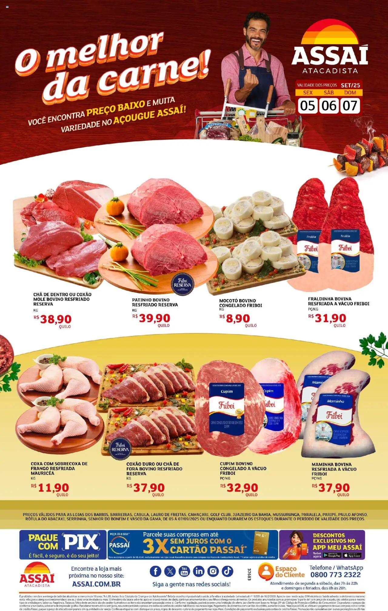 Assaí Atacadista Folheto - válido de 05.09.2025 | Página: 1 | Produtos: Fraldinha, Chá, Baixo, Frango